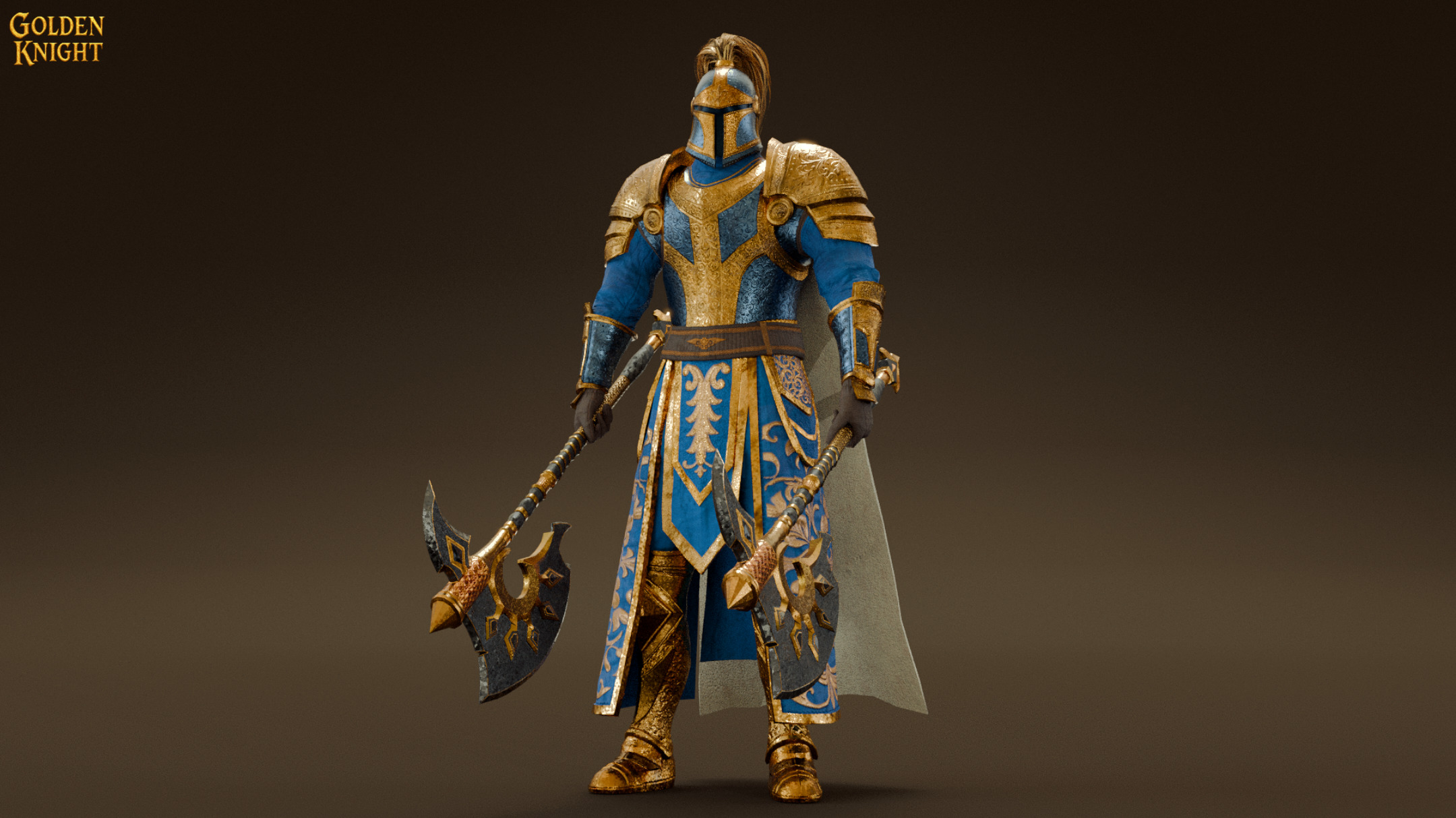 Golden Knight Game Ready Character Low-poly 3D model_14
