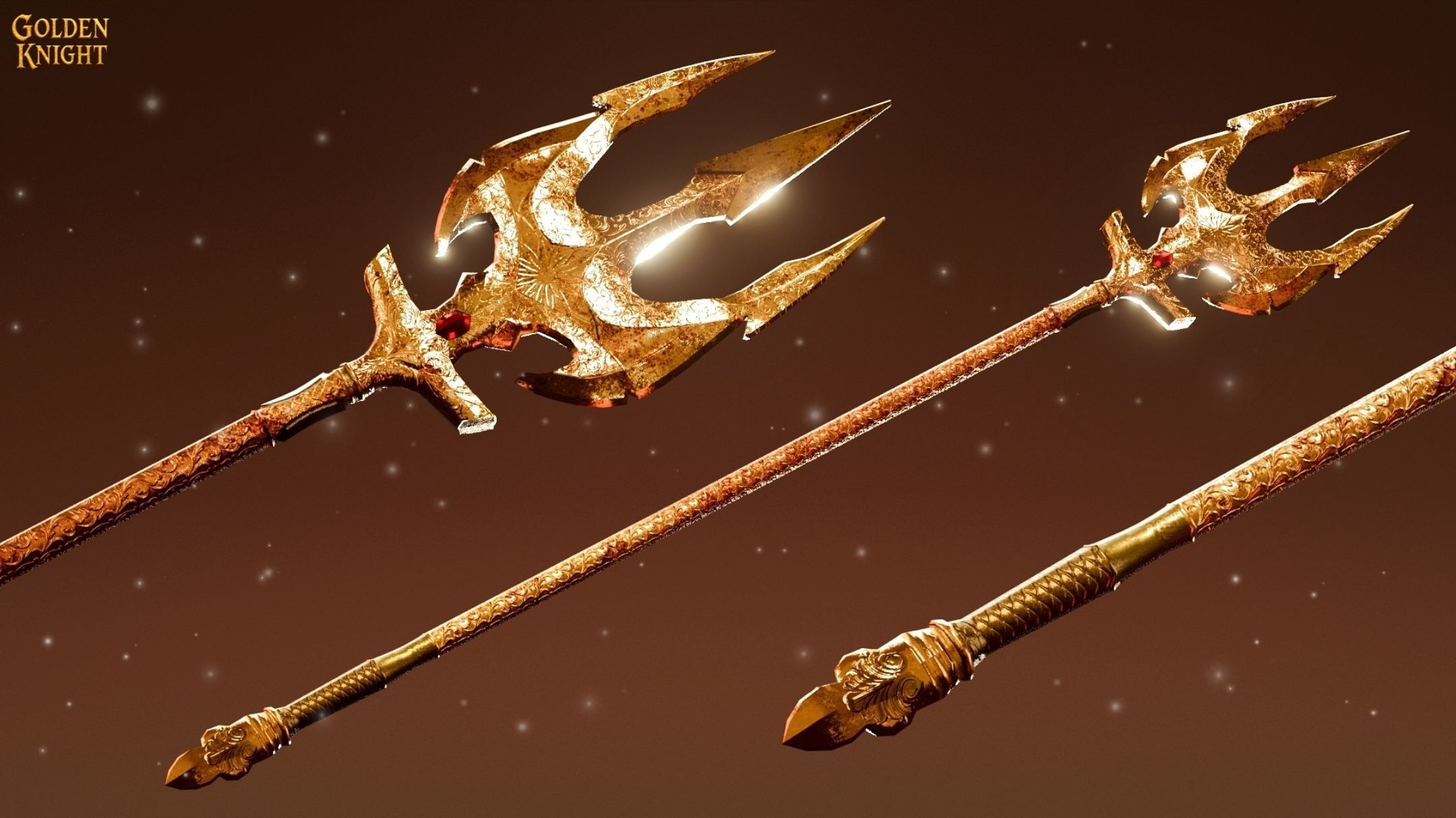 Golden Knight Game Ready Character Low-poly 3D model_7