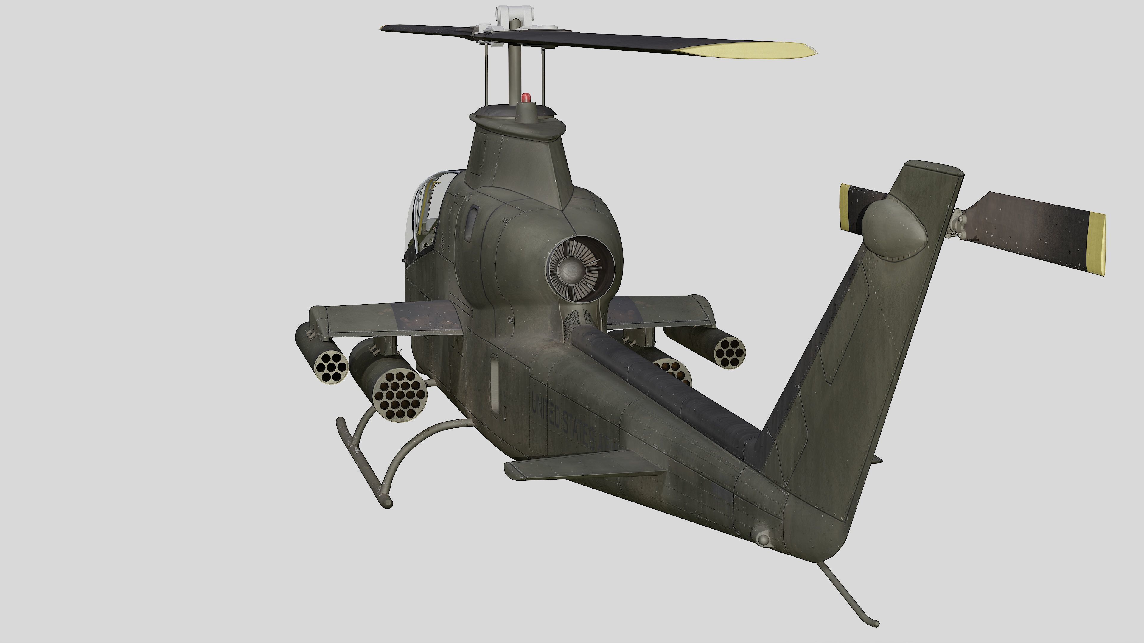 AH-1G Cobra US Army Vietnam War Helicopter Game Ready PBR 136K Low-poly 3D model_7