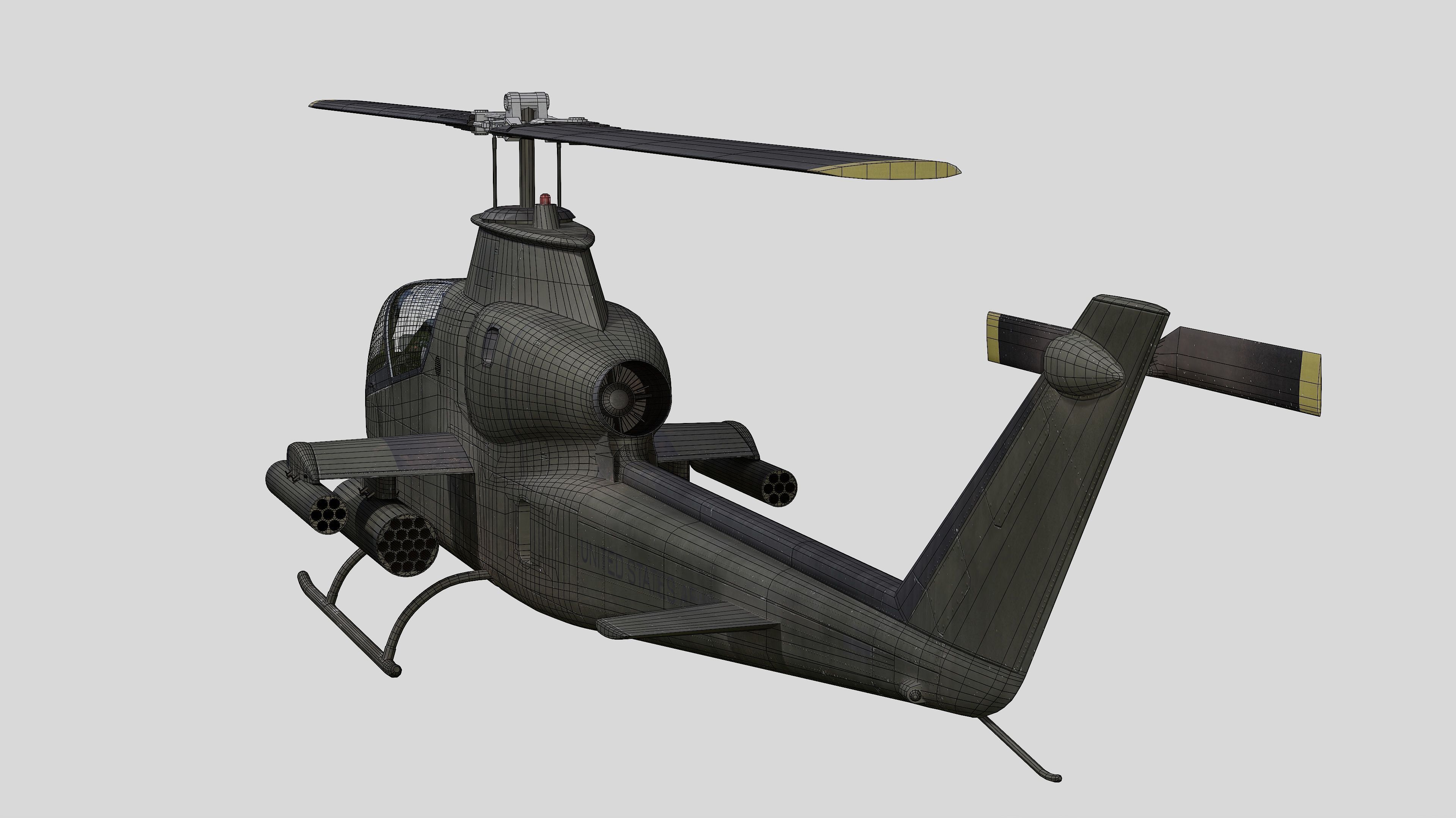 AH-1G Cobra US Army Vietnam War Helicopter Game Ready PBR 136K Low-poly 3D model_36