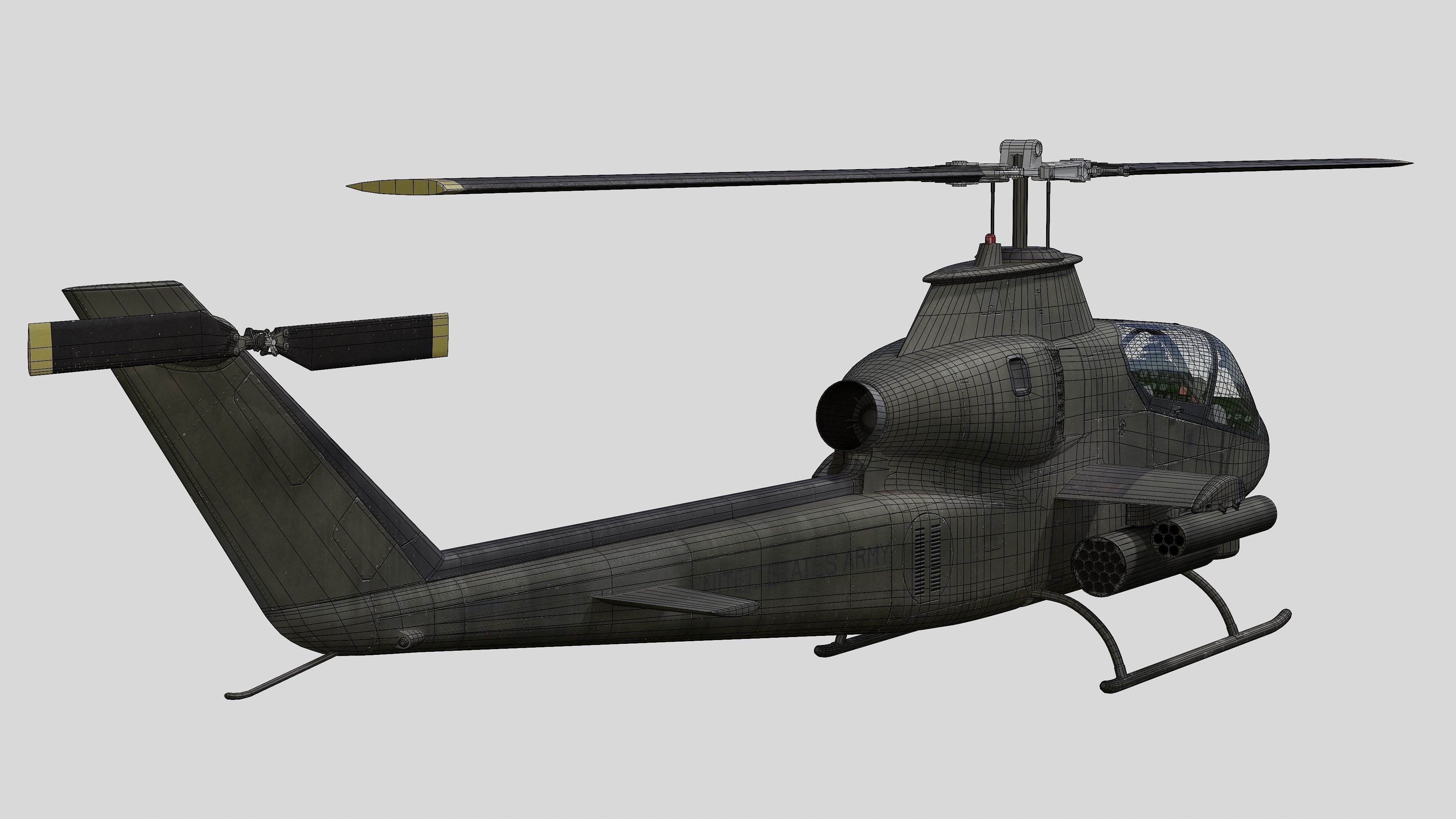 AH-1G Cobra US Army Vietnam War Helicopter Game Ready PBR 136K Low-poly 3D model_38