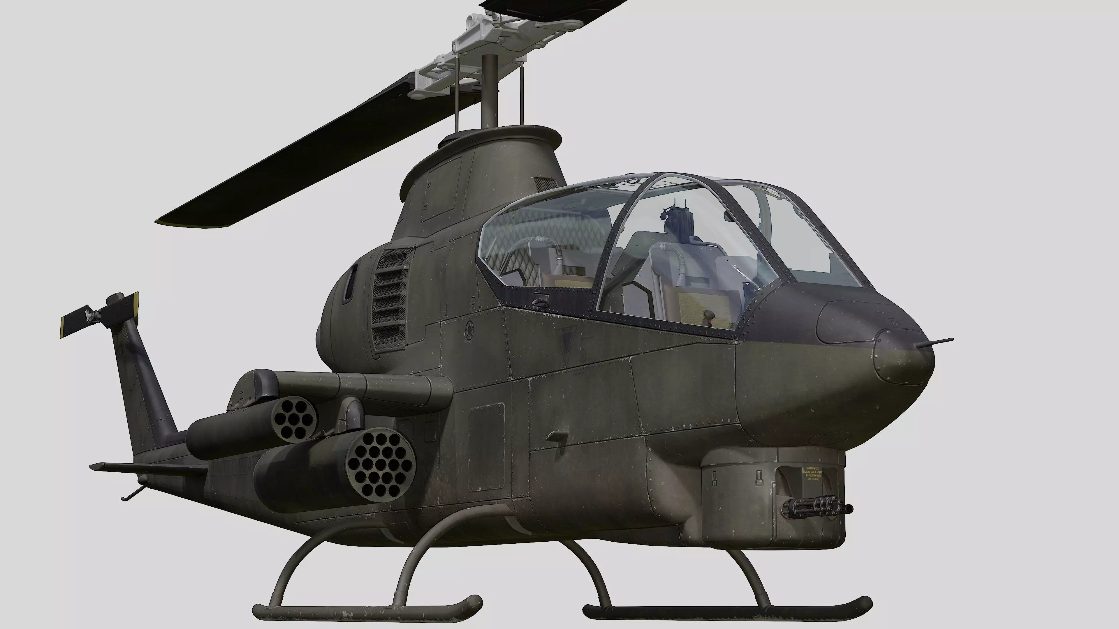 AH-1G Cobra US Army Vietnam War Helicopter Game Ready PBR 136K Low-poly 3D model_0