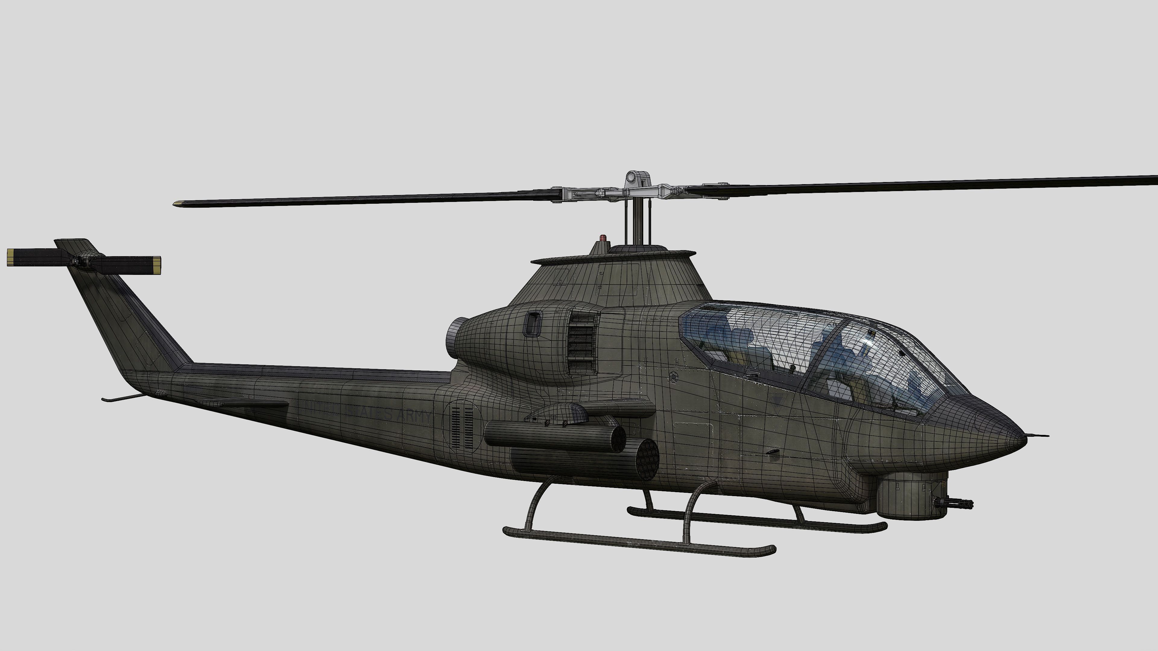 AH-1G Cobra US Army Vietnam War Helicopter Game Ready PBR 136K Low-poly 3D model_40