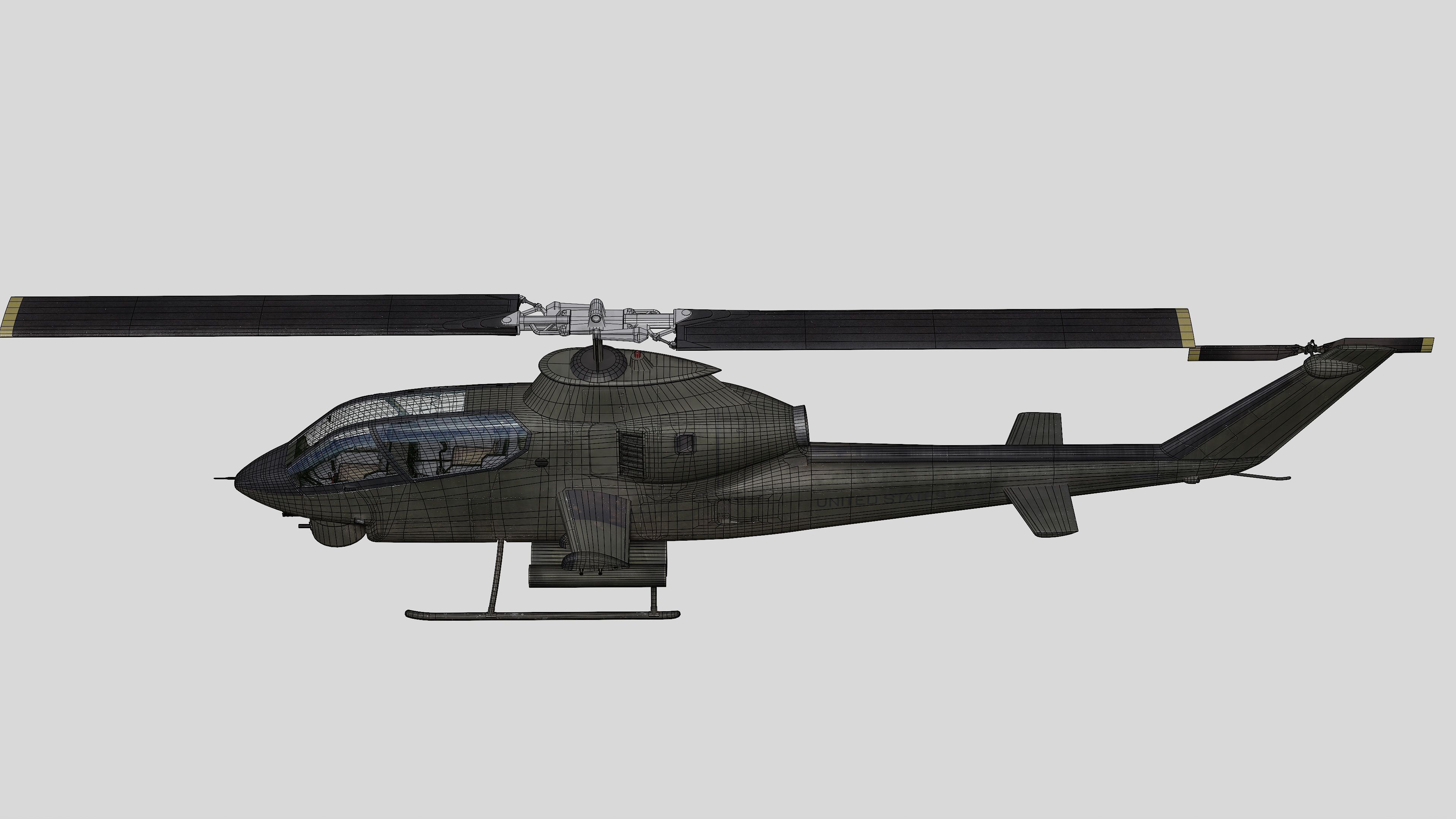 AH-1G Cobra US Army Vietnam War Helicopter Game Ready PBR 136K Low-poly 3D model_44