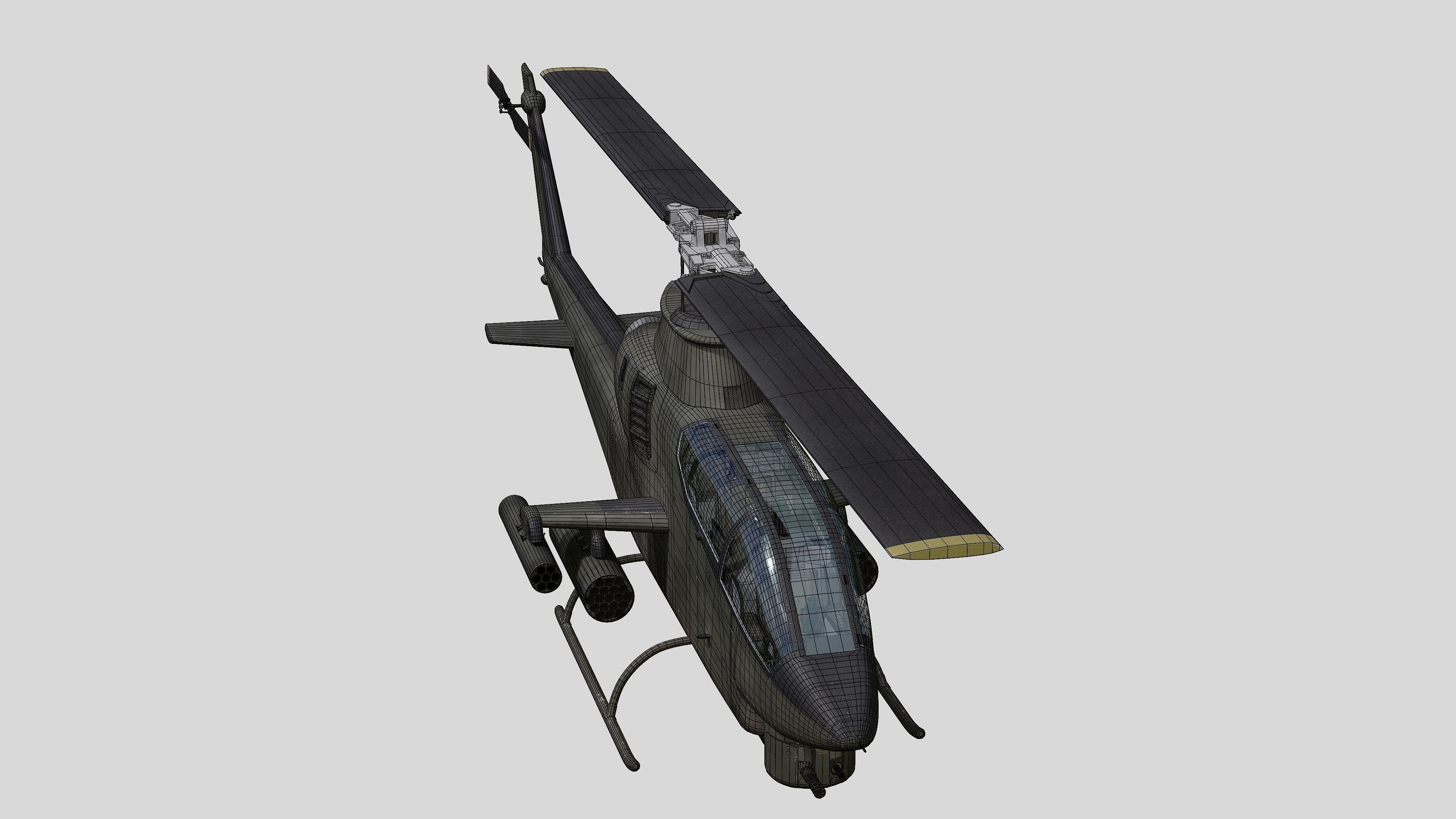 AH-1G Cobra US Army Vietnam War Helicopter Game Ready PBR 136K Low-poly 3D model_42
