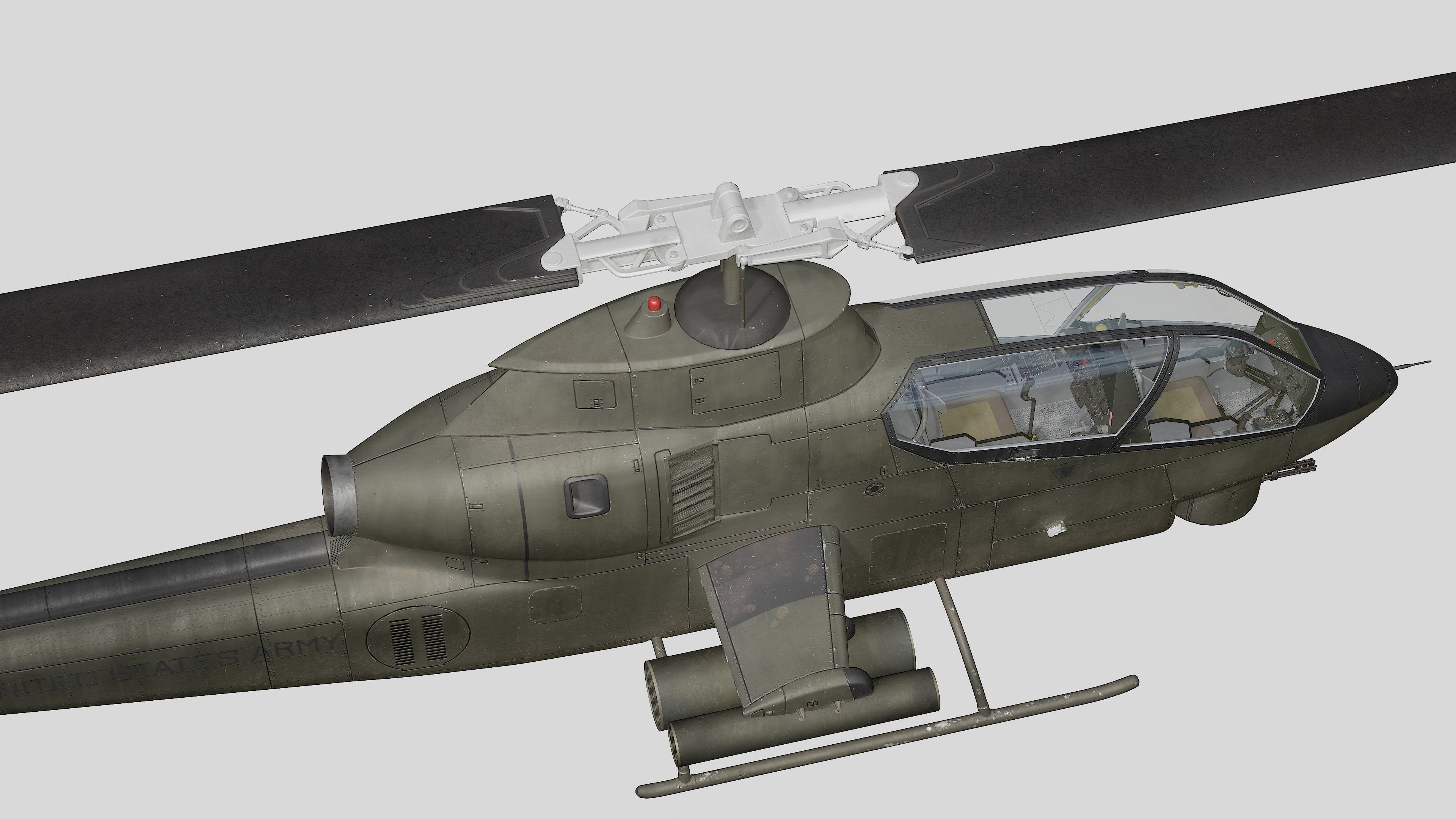 AH-1G Cobra US Army Vietnam War Helicopter Game Ready PBR 136K Low-poly 3D model_20