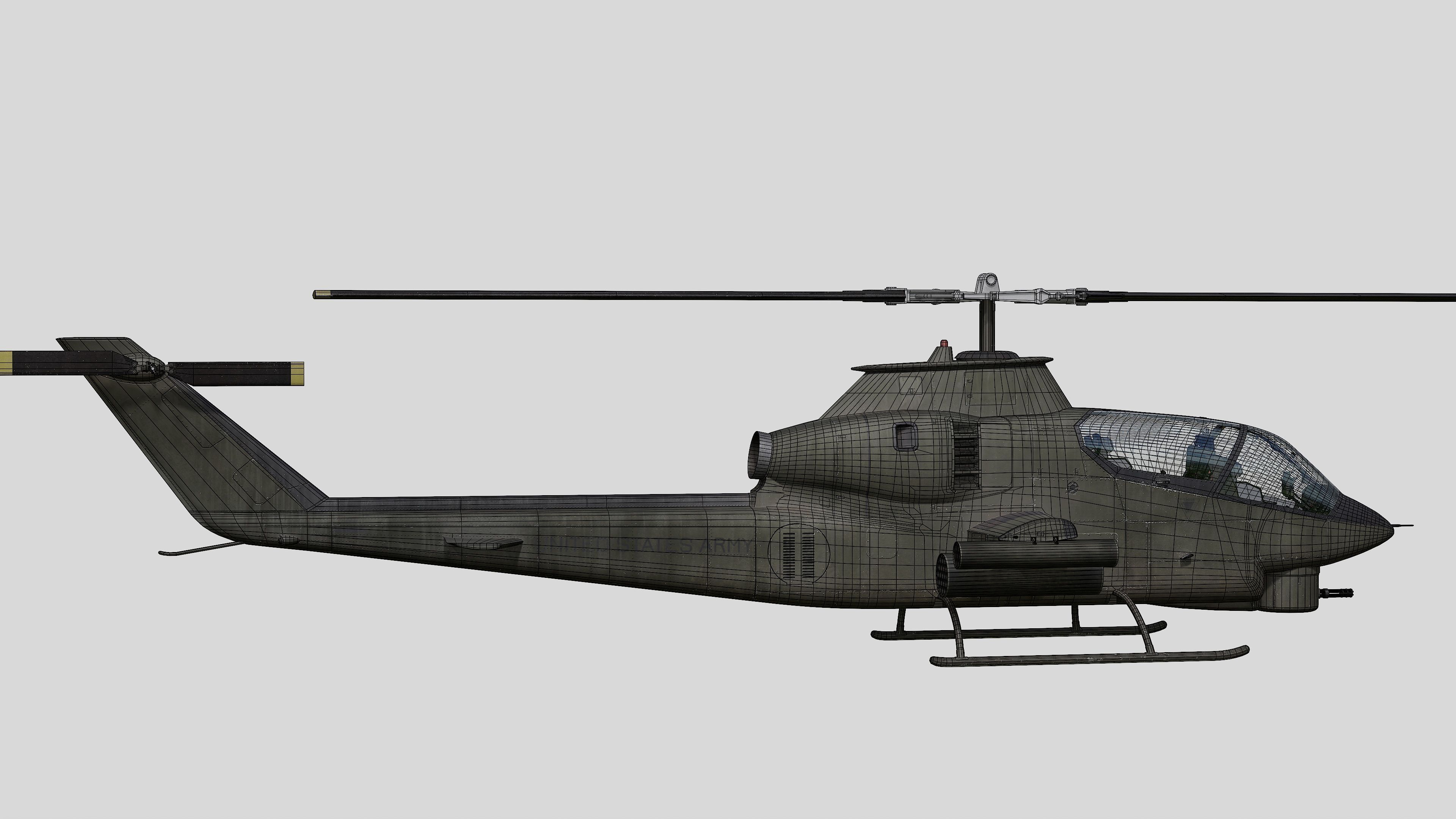 AH-1G Cobra US Army Vietnam War Helicopter Game Ready PBR 136K Low-poly 3D model_39