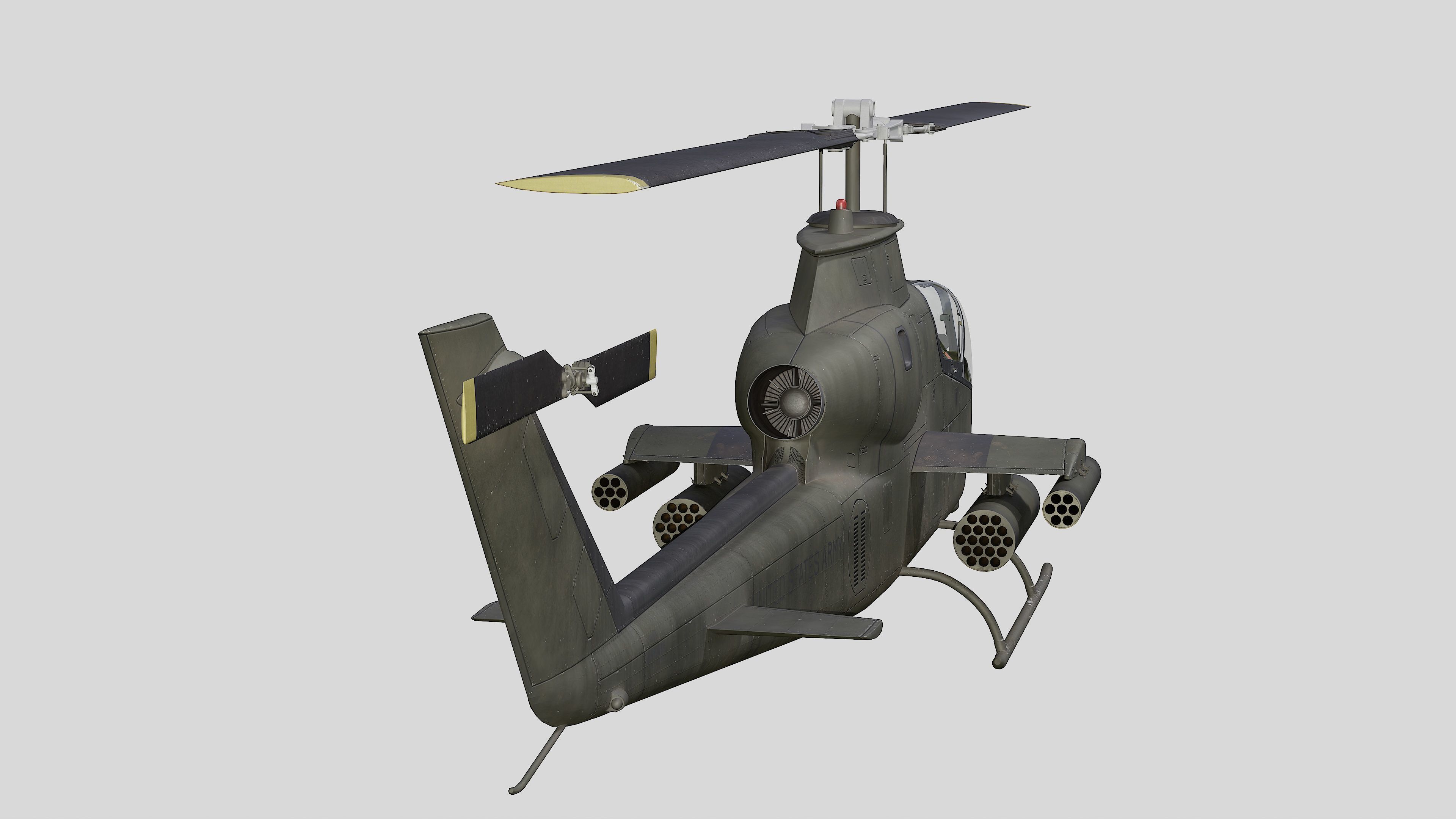 AH-1G Cobra US Army Vietnam War Helicopter Game Ready PBR 136K Low-poly 3D model_6