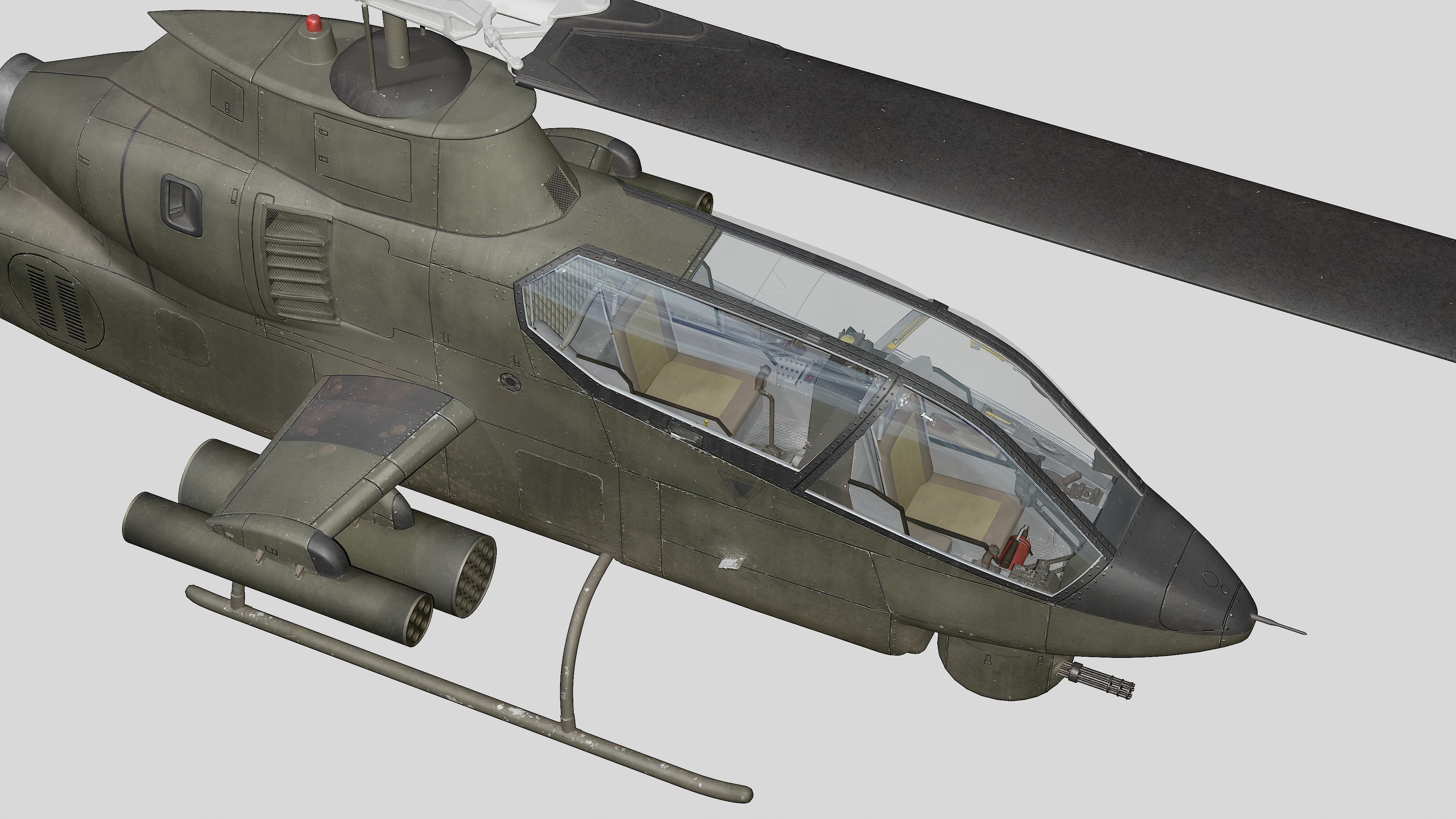 AH-1G Cobra US Army Vietnam War Helicopter Game Ready PBR 136K Low-poly 3D model_21