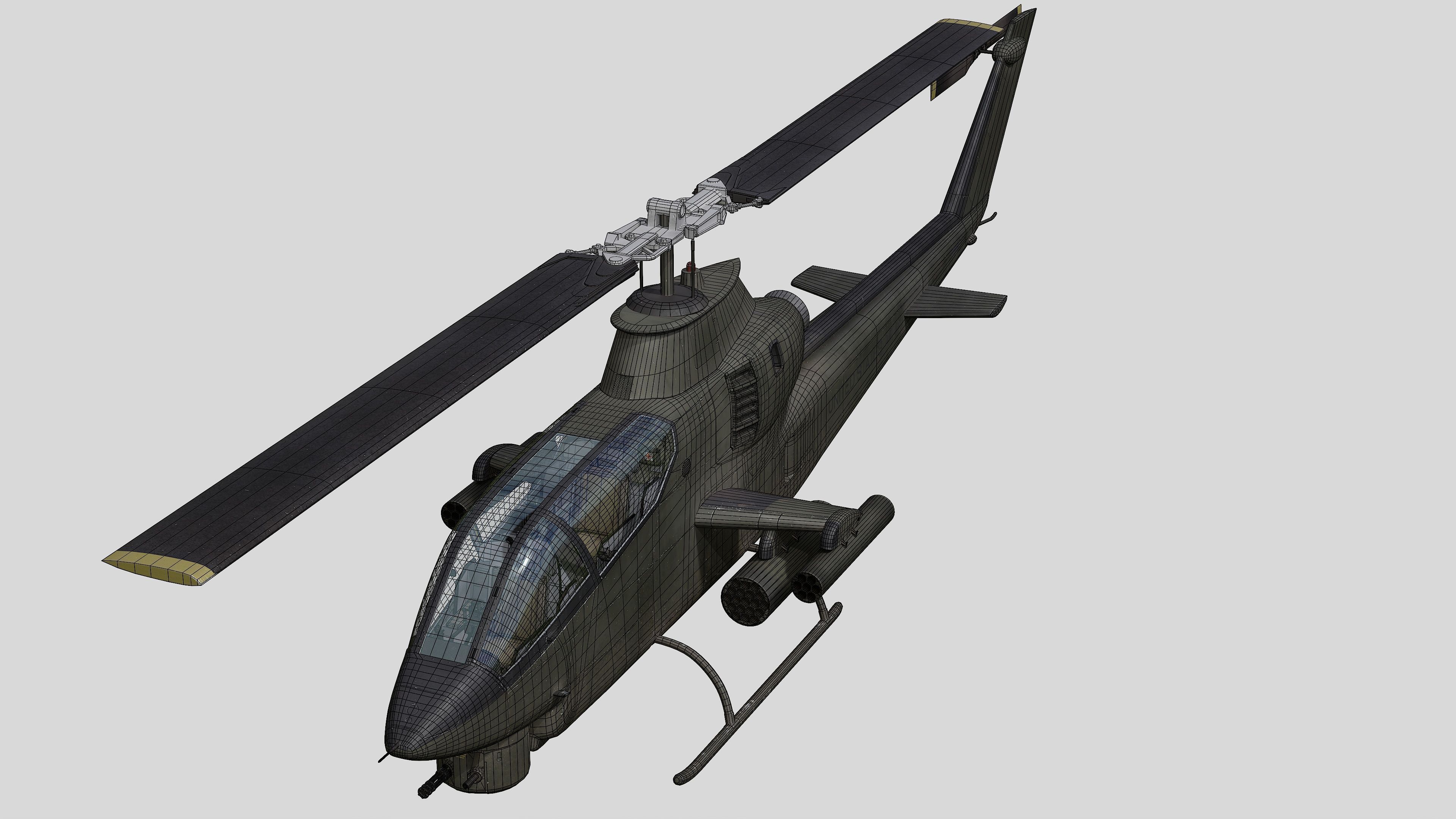 AH-1G Cobra US Army Vietnam War Helicopter Game Ready PBR 136K Low-poly 3D model_43