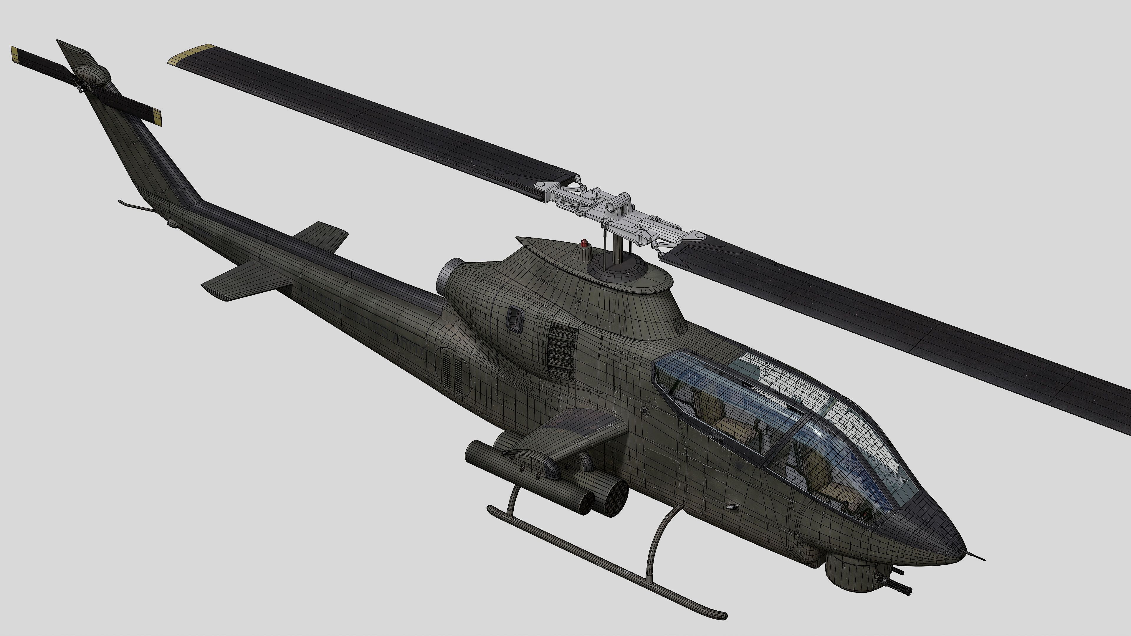 AH-1G Cobra US Army Vietnam War Helicopter Game Ready PBR 136K Low-poly 3D model_41