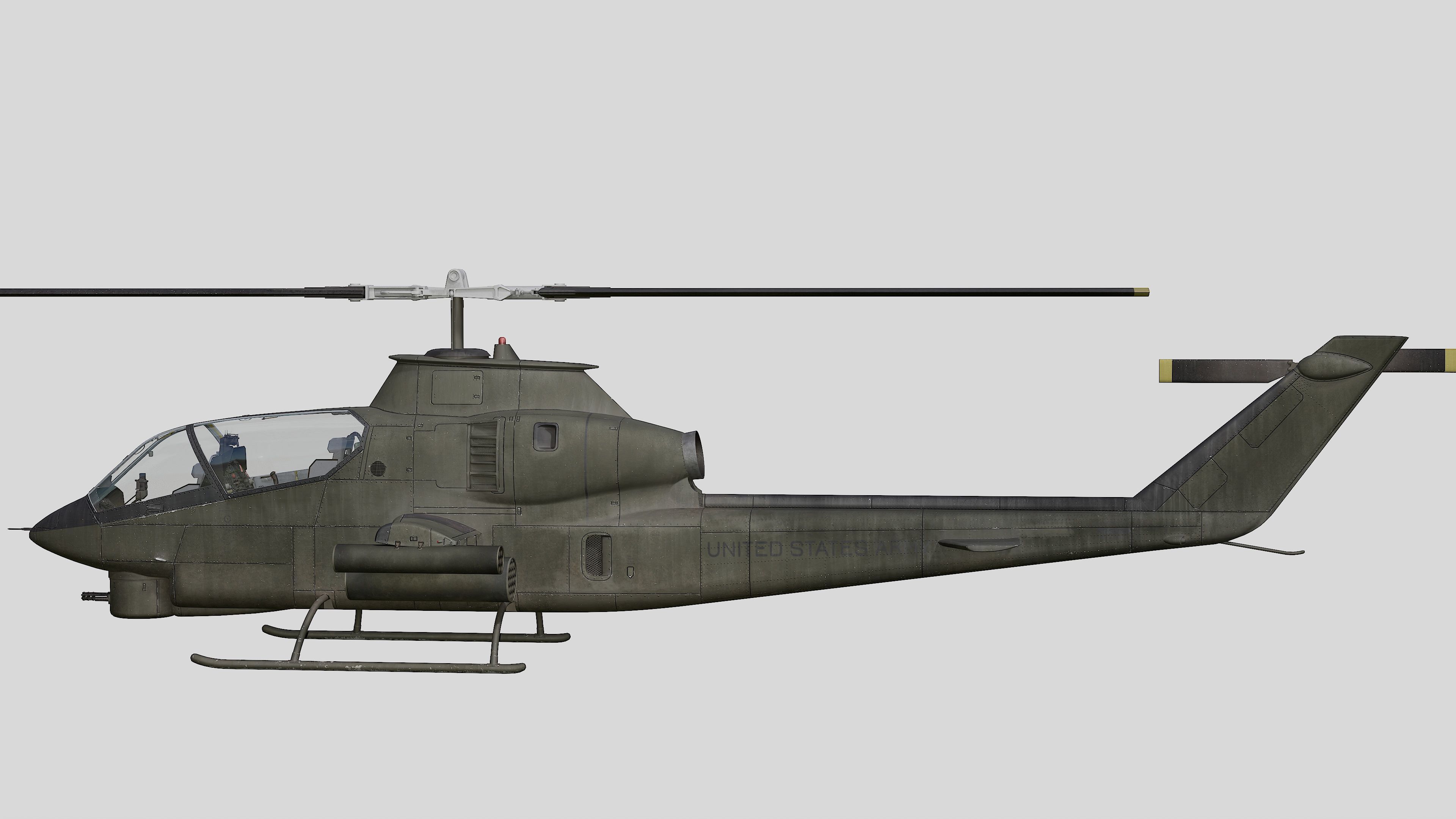 AH-1G Cobra US Army Vietnam War Helicopter Game Ready PBR 136K Low-poly 3D model_10