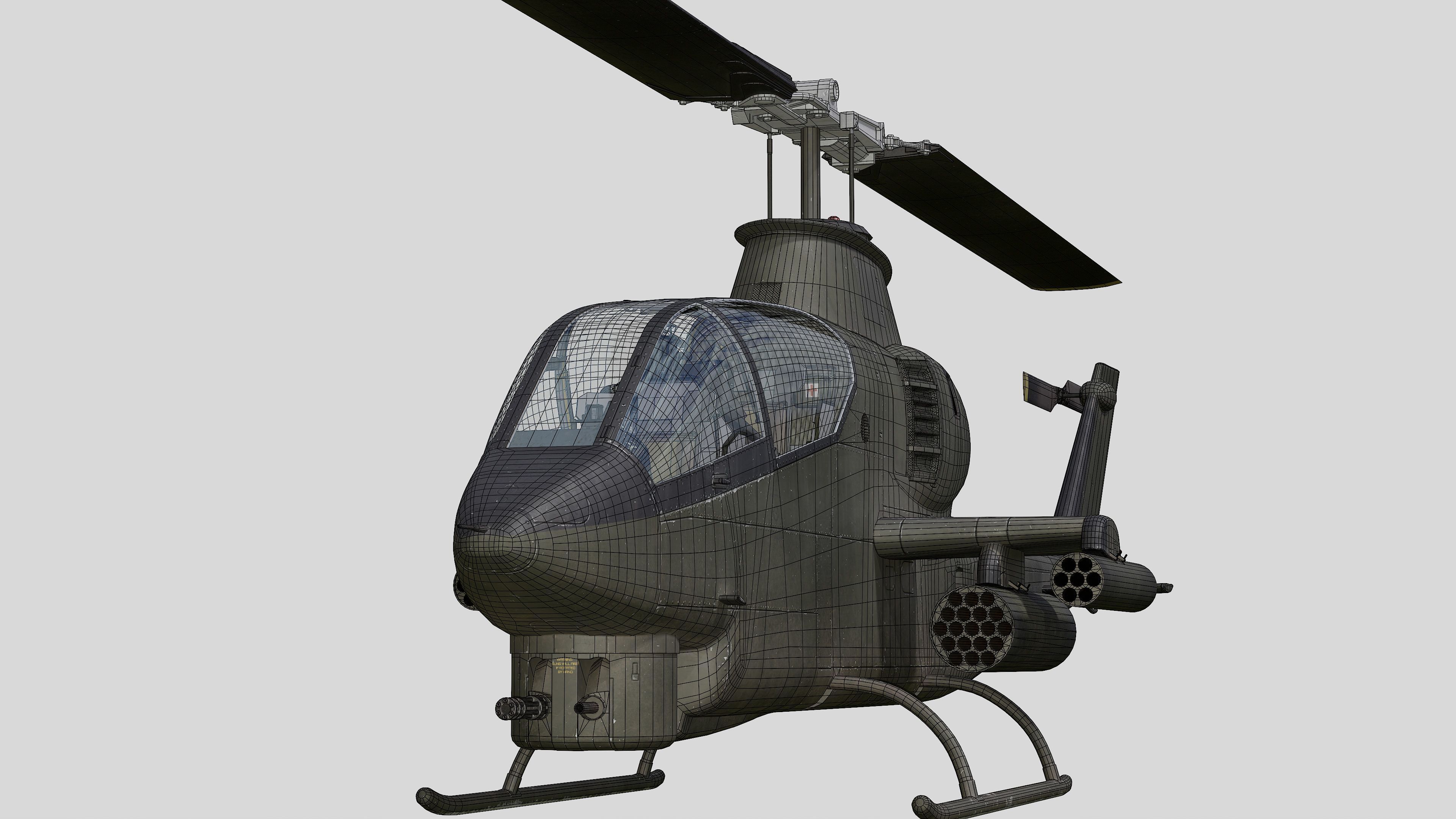 AH-1G Cobra US Army Vietnam War Helicopter Game Ready PBR 136K Low-poly 3D model_32