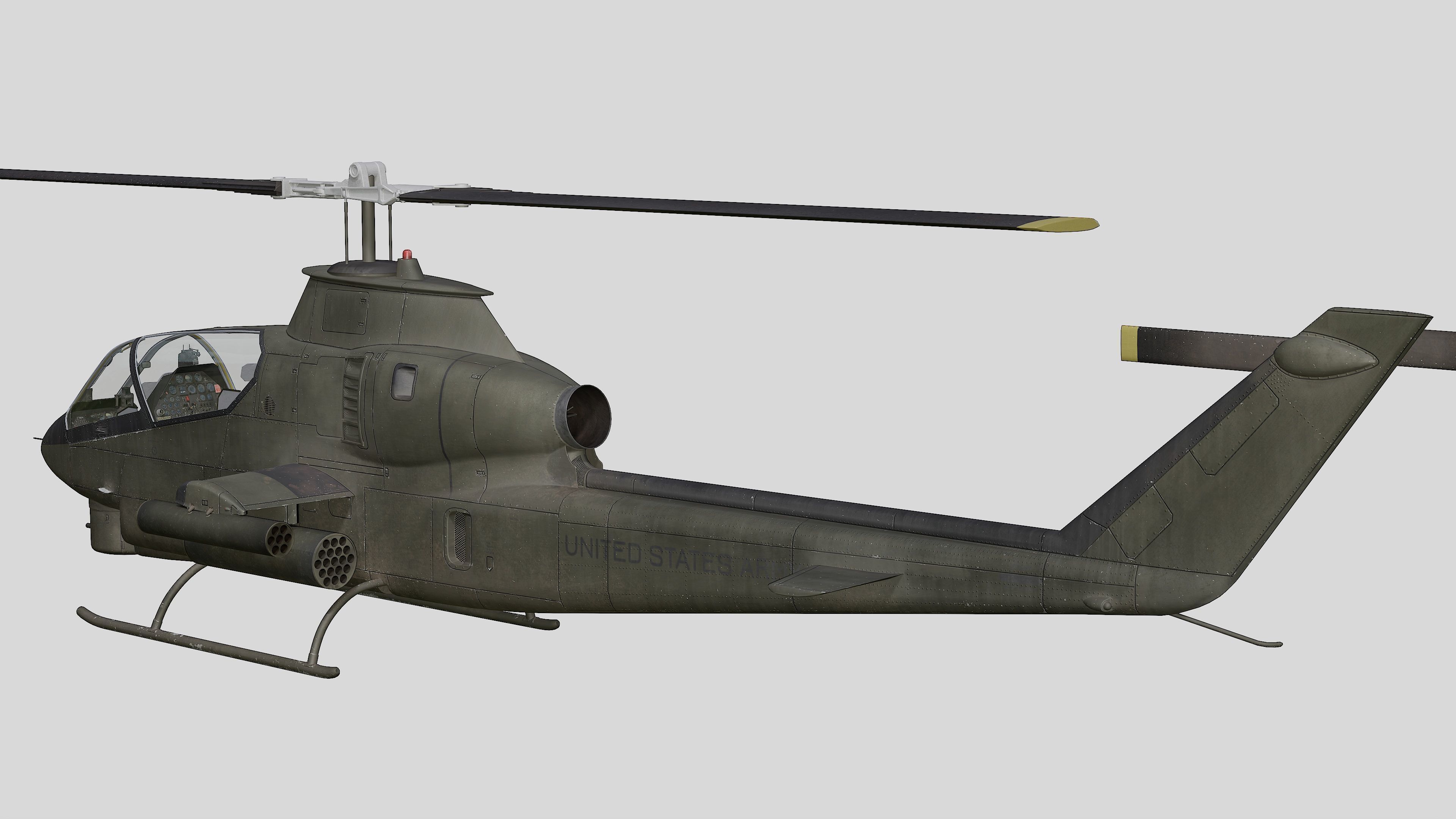 AH-1G Cobra US Army Vietnam War Helicopter Game Ready PBR 136K Low-poly 3D model_9