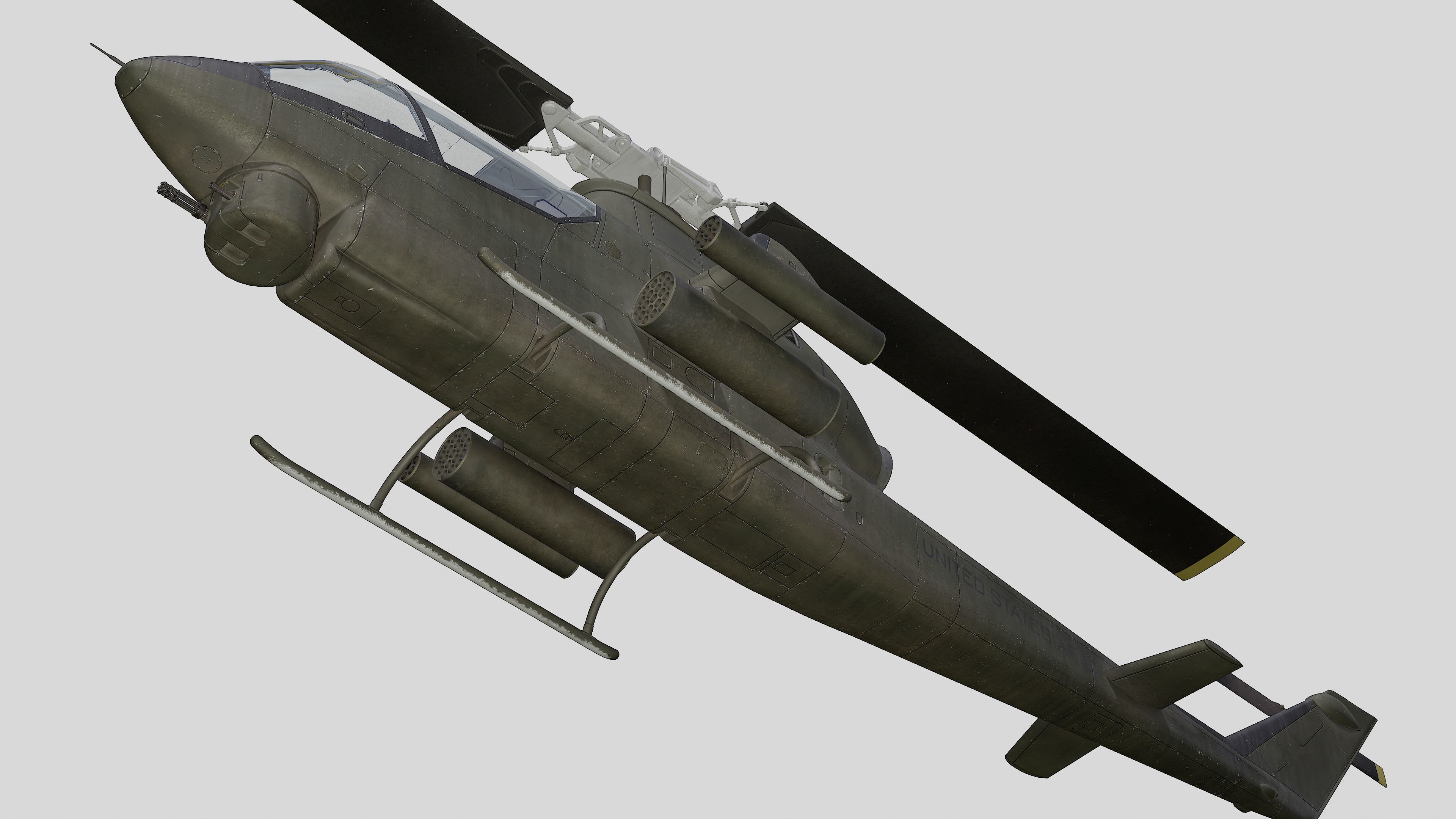 AH-1G Cobra US Army Vietnam War Helicopter Game Ready PBR 136K Low-poly 3D model_23