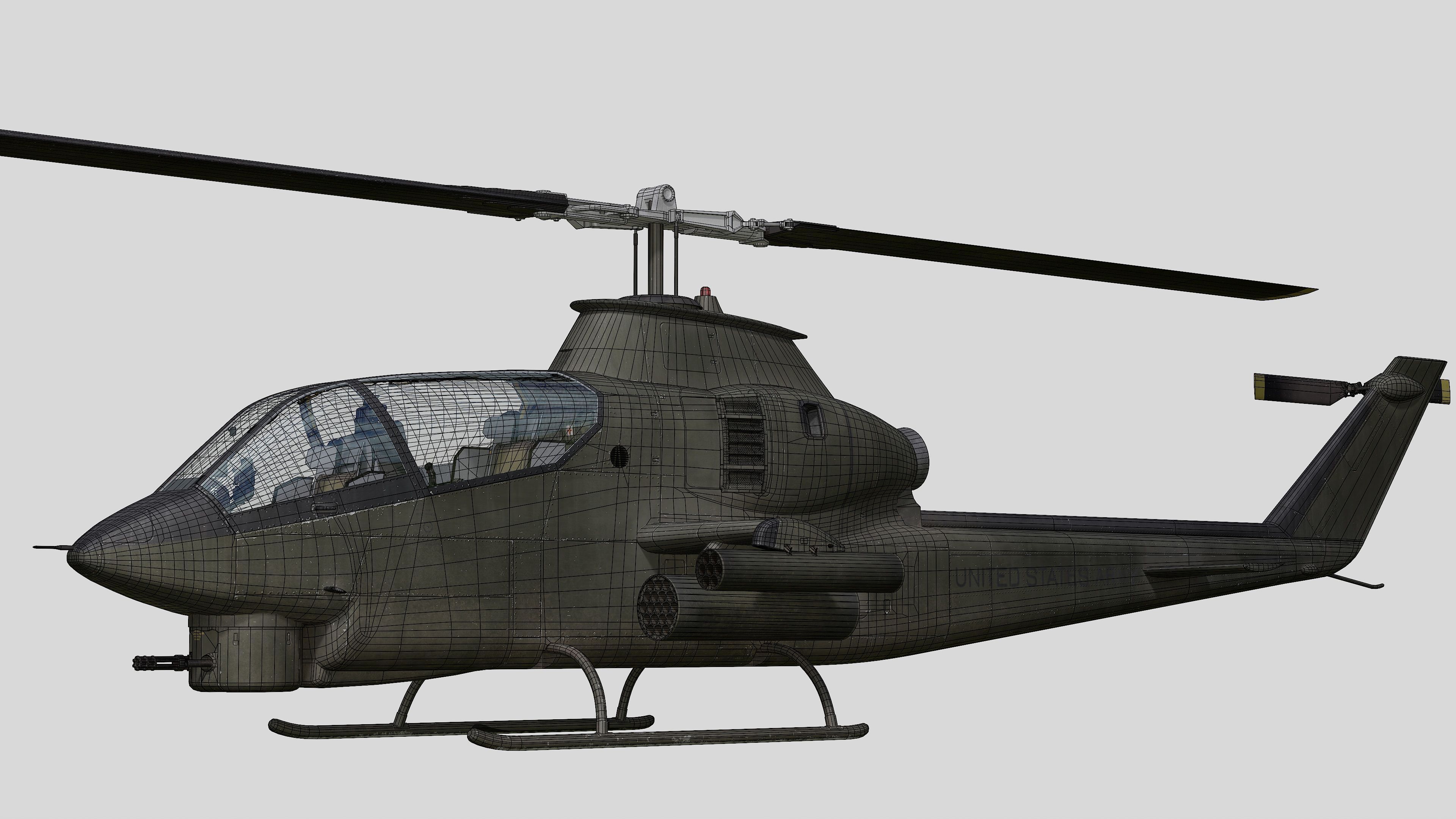 AH-1G Cobra US Army Vietnam War Helicopter Game Ready PBR 136K Low-poly 3D model_33