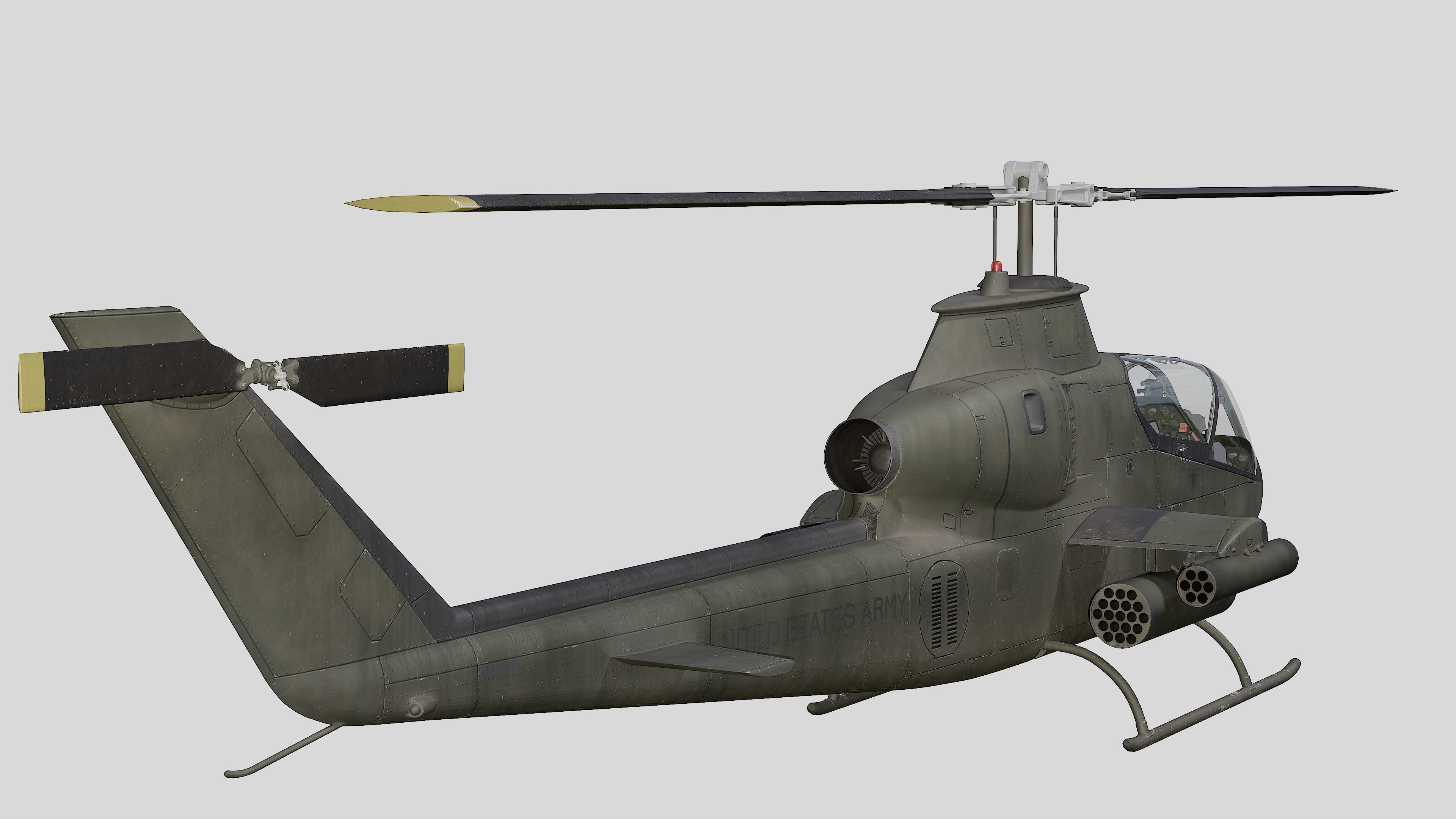AH-1G Cobra US Army Vietnam War Helicopter Game Ready PBR 136K Low-poly 3D model_5