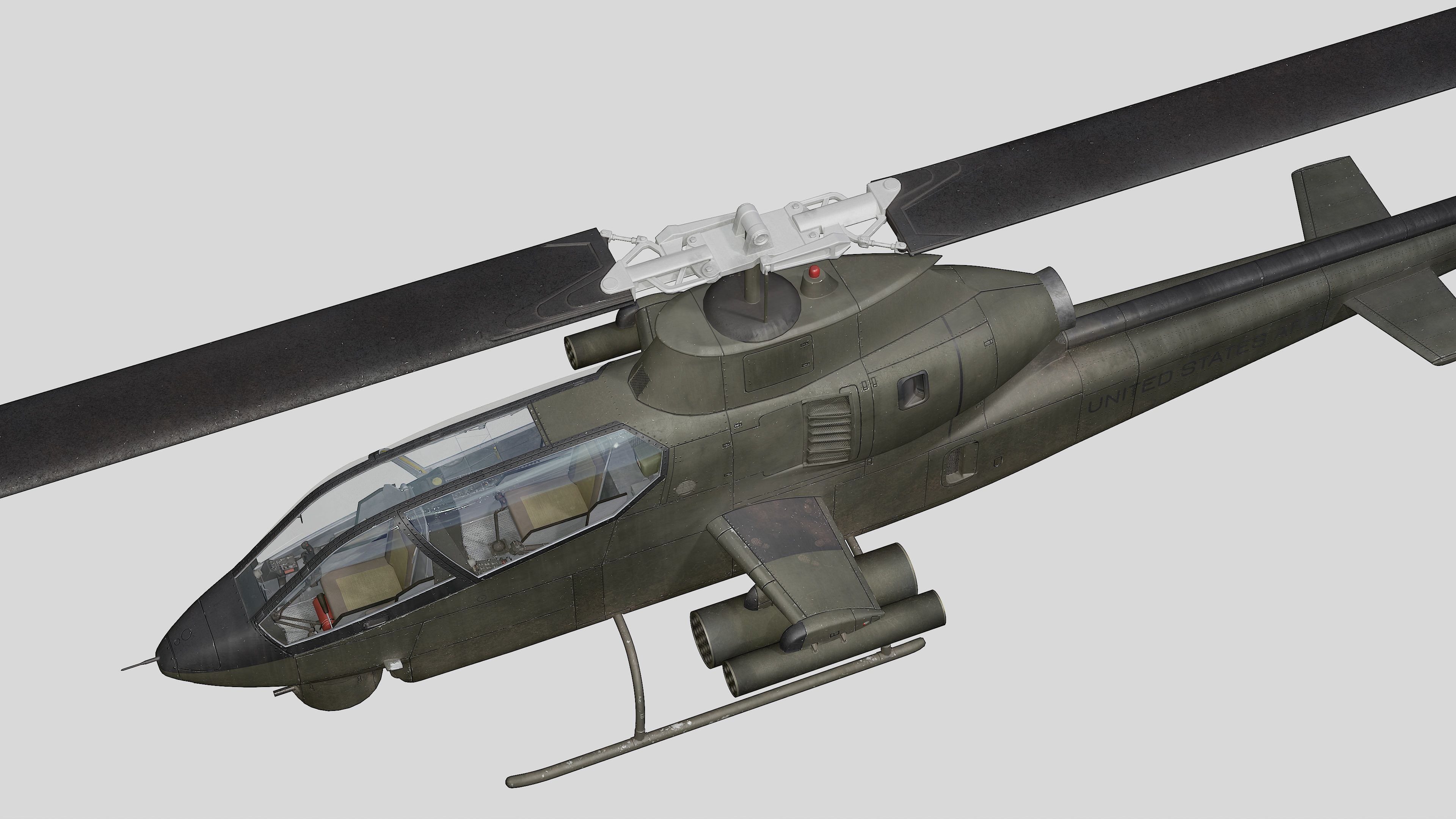 AH-1G Cobra US Army Vietnam War Helicopter Game Ready PBR 136K Low-poly 3D model_15