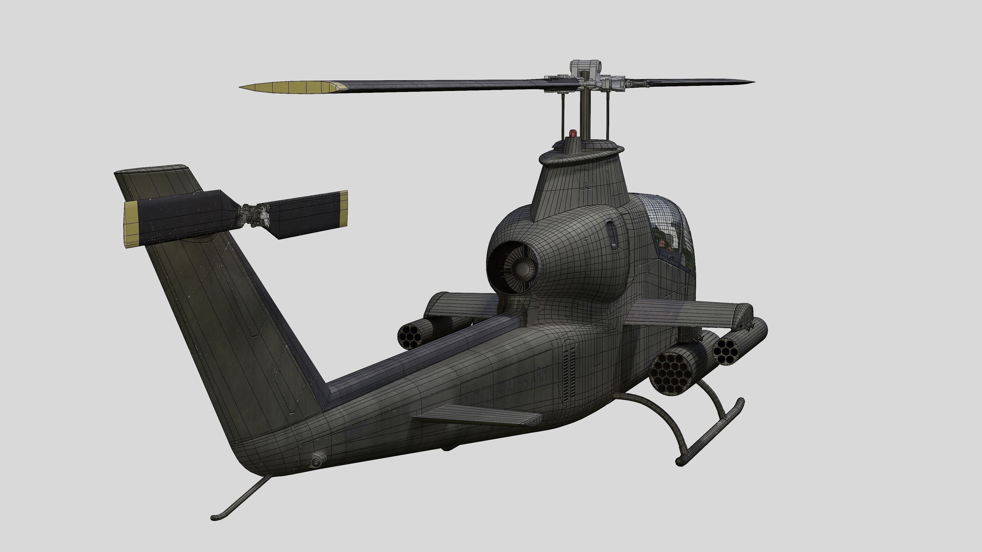 AH-1G Cobra US Army Vietnam War Helicopter Game Ready PBR 136K Low-poly 3D model_37