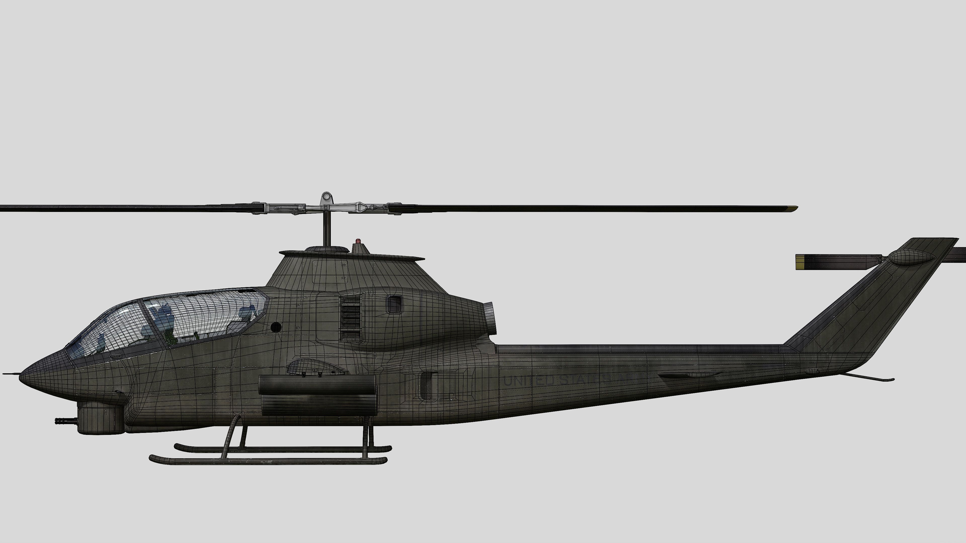AH-1G Cobra US Army Vietnam War Helicopter Game Ready PBR 136K Low-poly 3D model_34