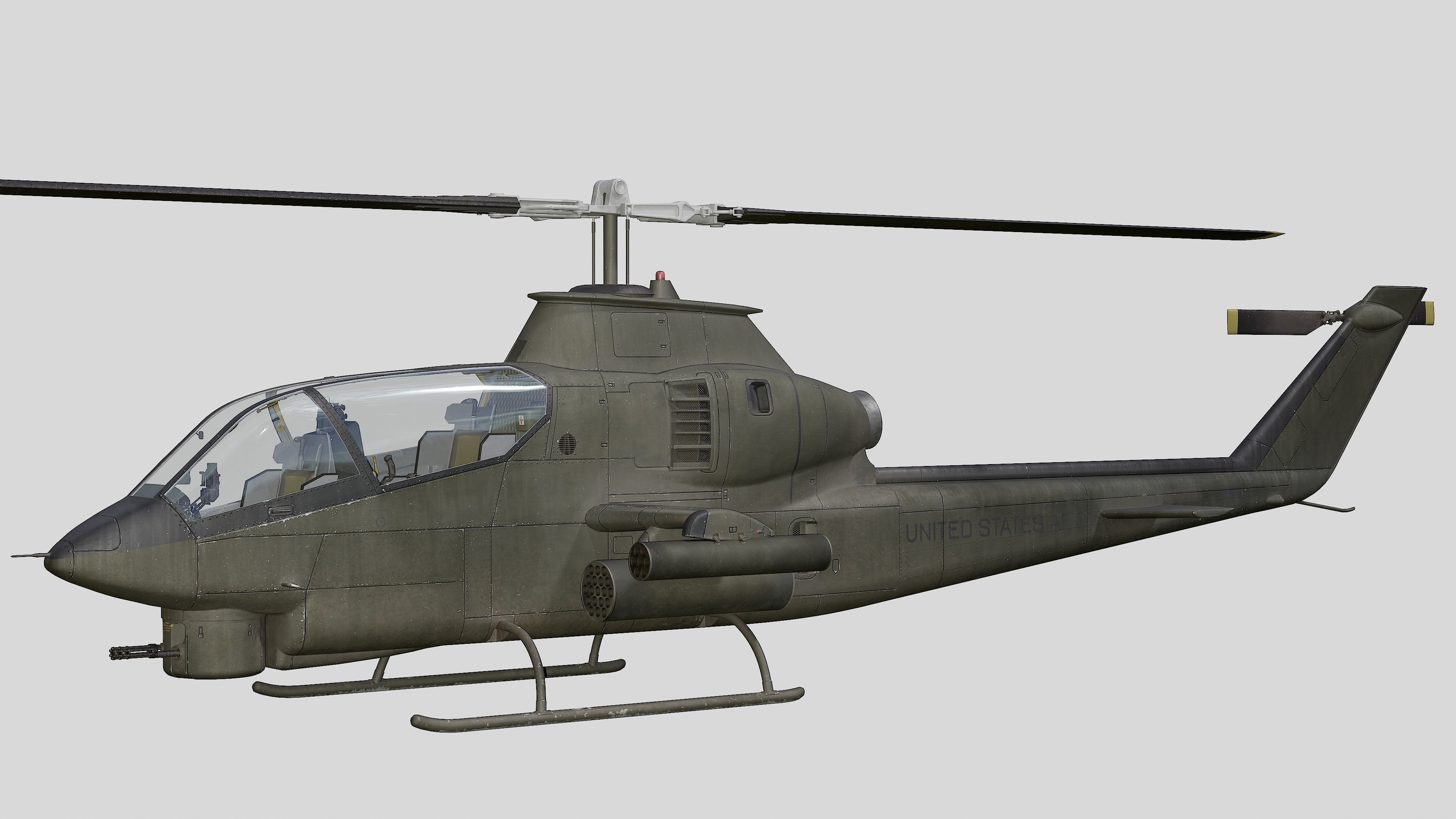 AH-1G Cobra US Army Vietnam War Helicopter Game Ready PBR 136K Low-poly 3D model_11
