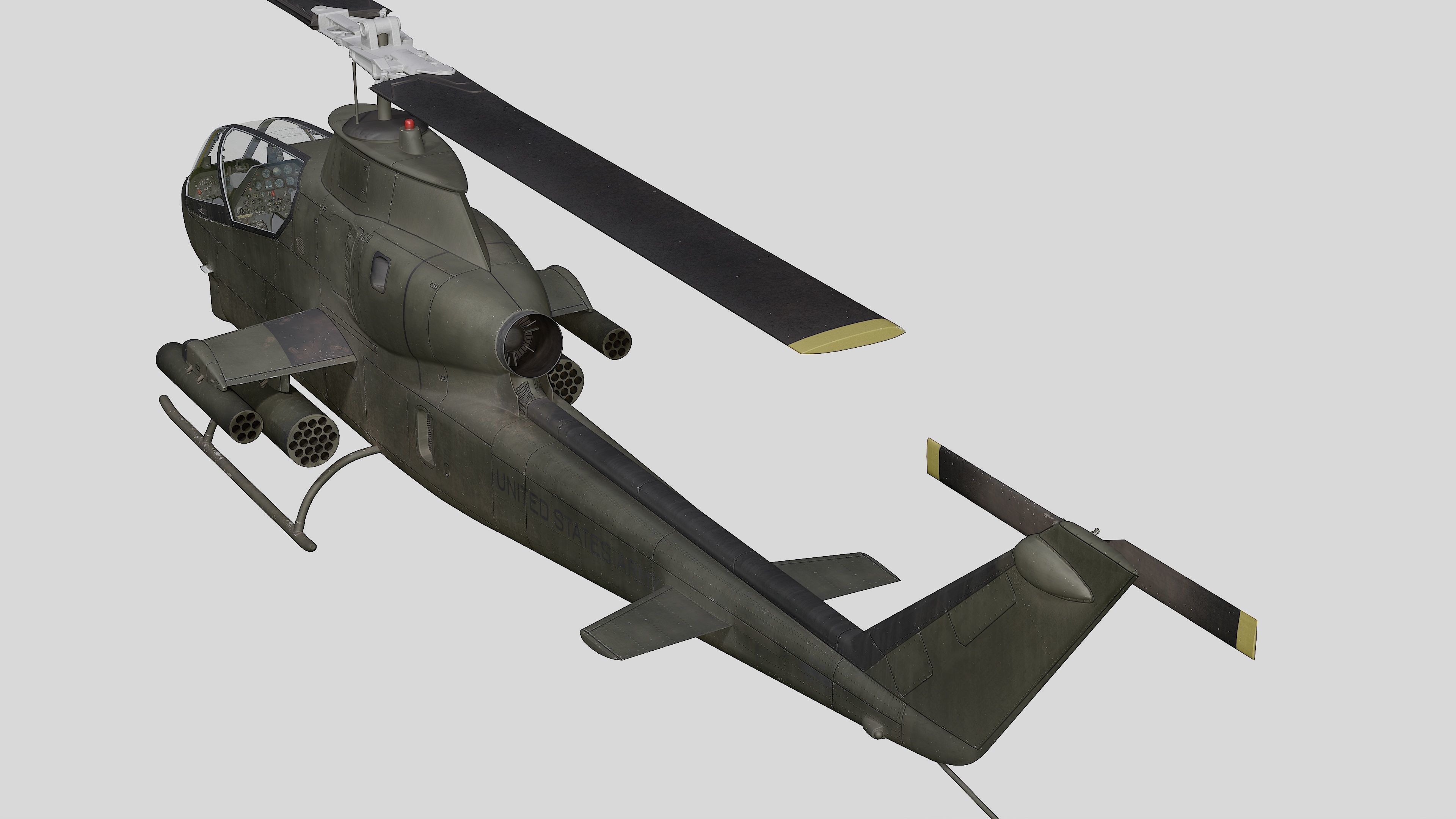 AH-1G Cobra US Army Vietnam War Helicopter Game Ready PBR 136K Low-poly 3D model_17