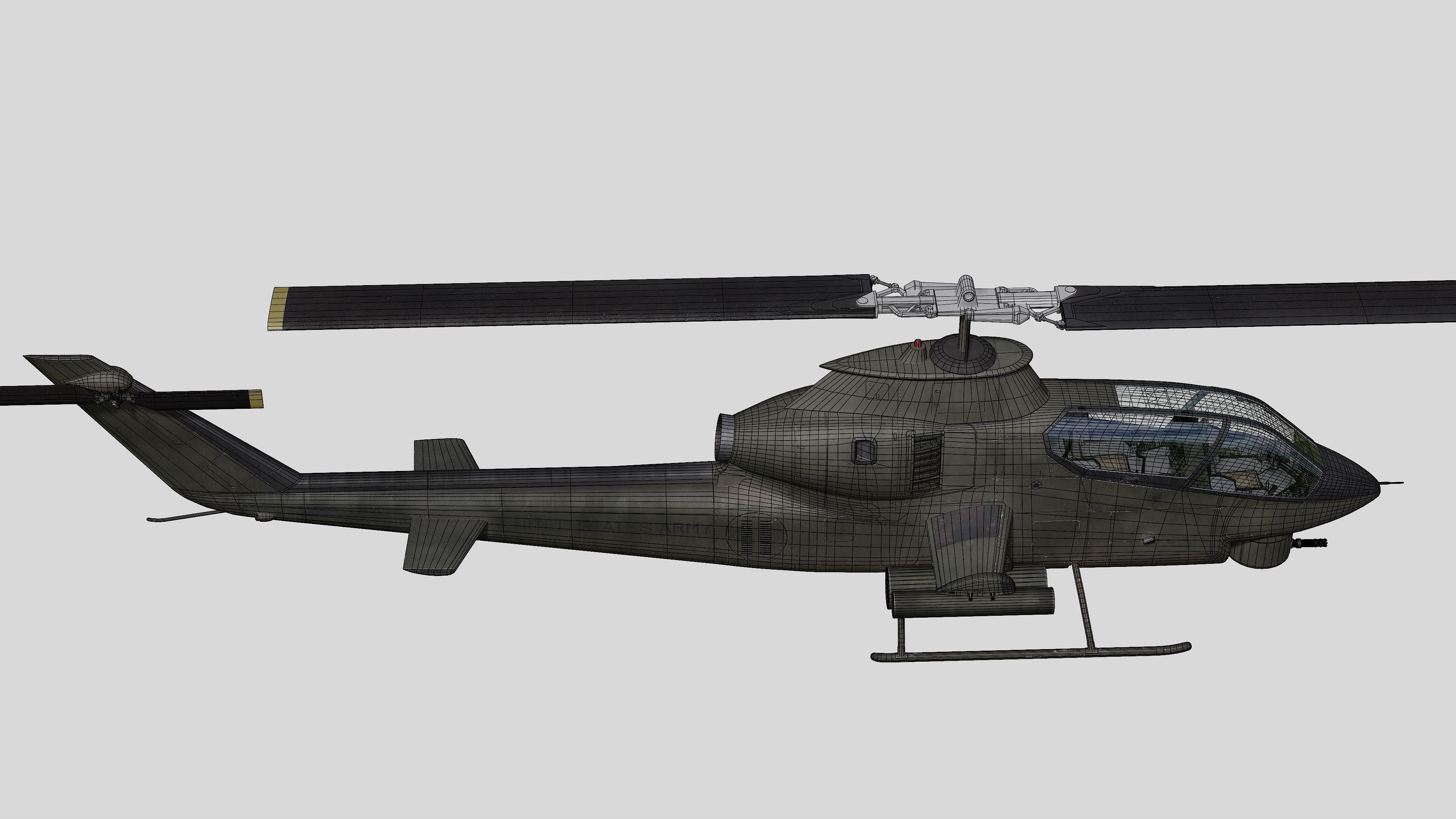 AH-1G Cobra US Army Vietnam War Helicopter Game Ready PBR 136K Low-poly 3D model_48