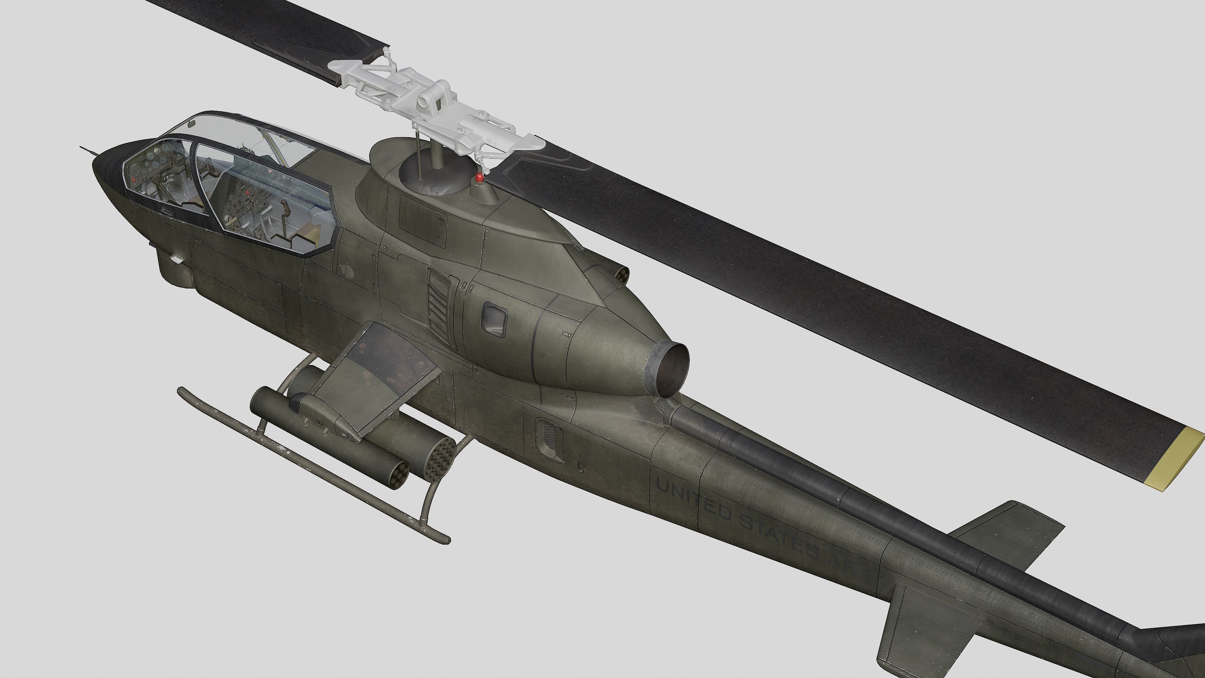 AH-1G Cobra US Army Vietnam War Helicopter Game Ready PBR 136K Low-poly 3D model_16
