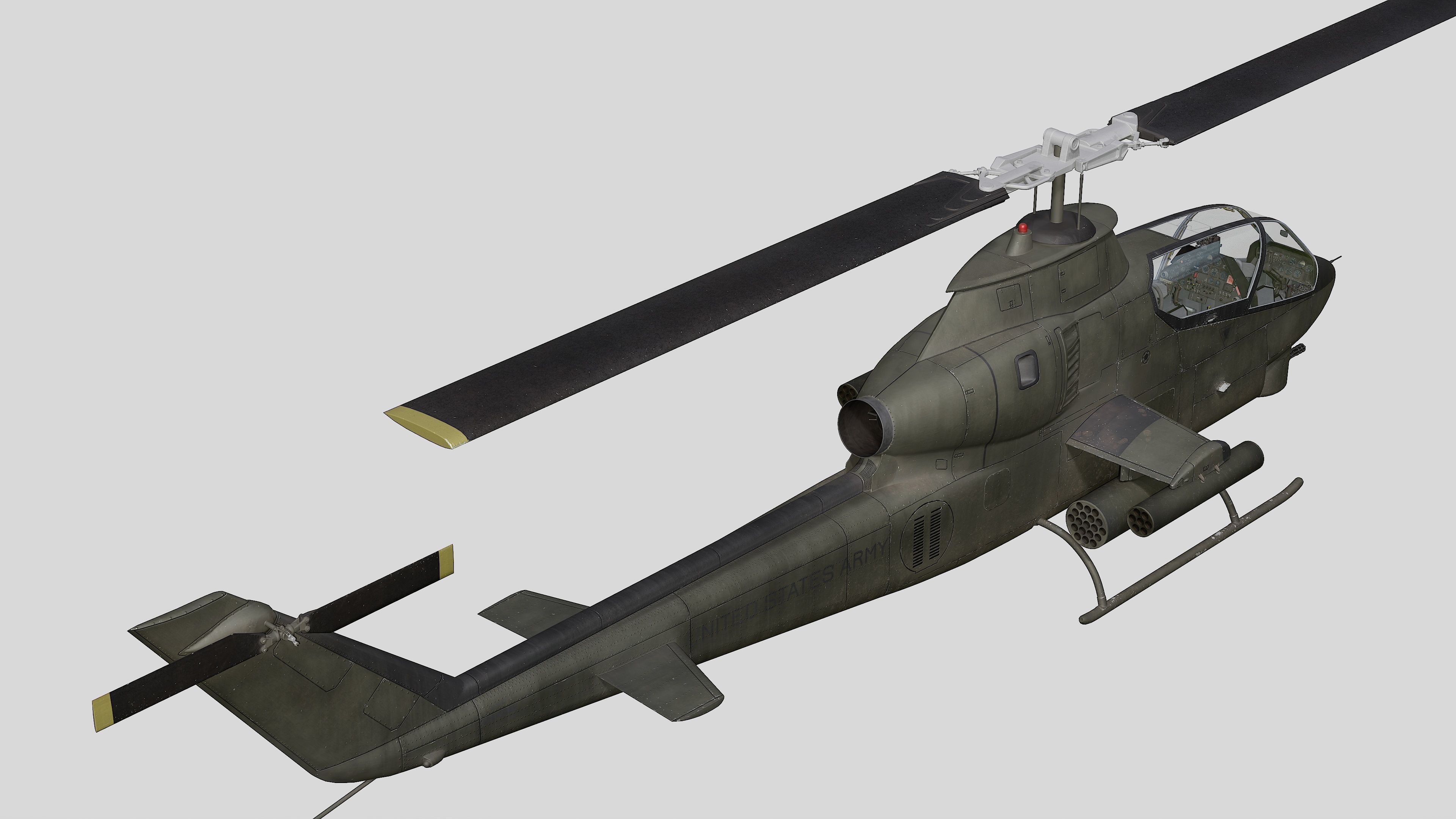 AH-1G Cobra US Army Vietnam War Helicopter Game Ready PBR 136K Low-poly 3D model_19
