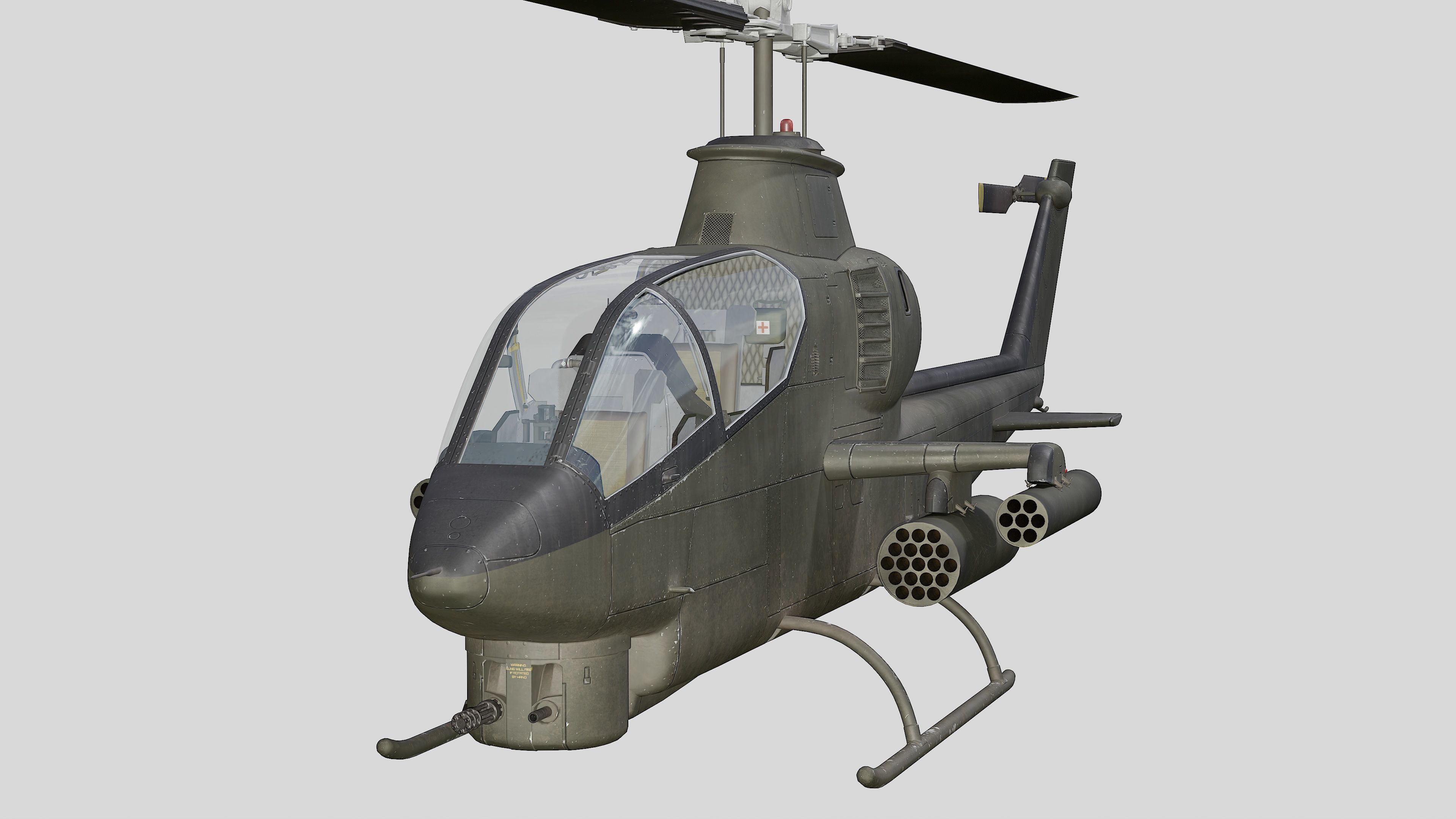 AH-1G Cobra US Army Vietnam War Helicopter Game Ready PBR 136K Low-poly 3D model_13