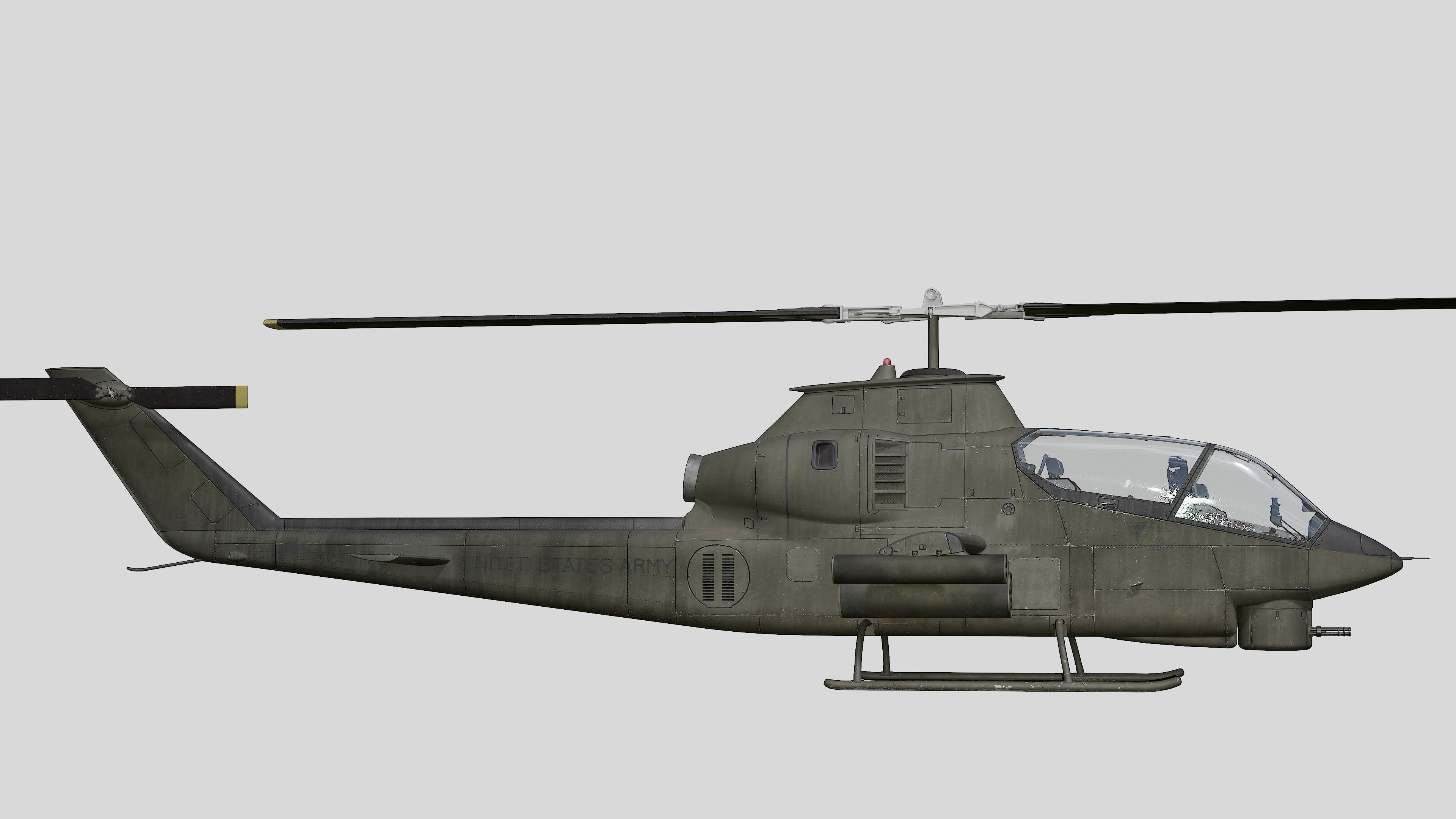 AH-1G Cobra US Army Vietnam War Helicopter Game Ready PBR 136K Low-poly 3D model_3
