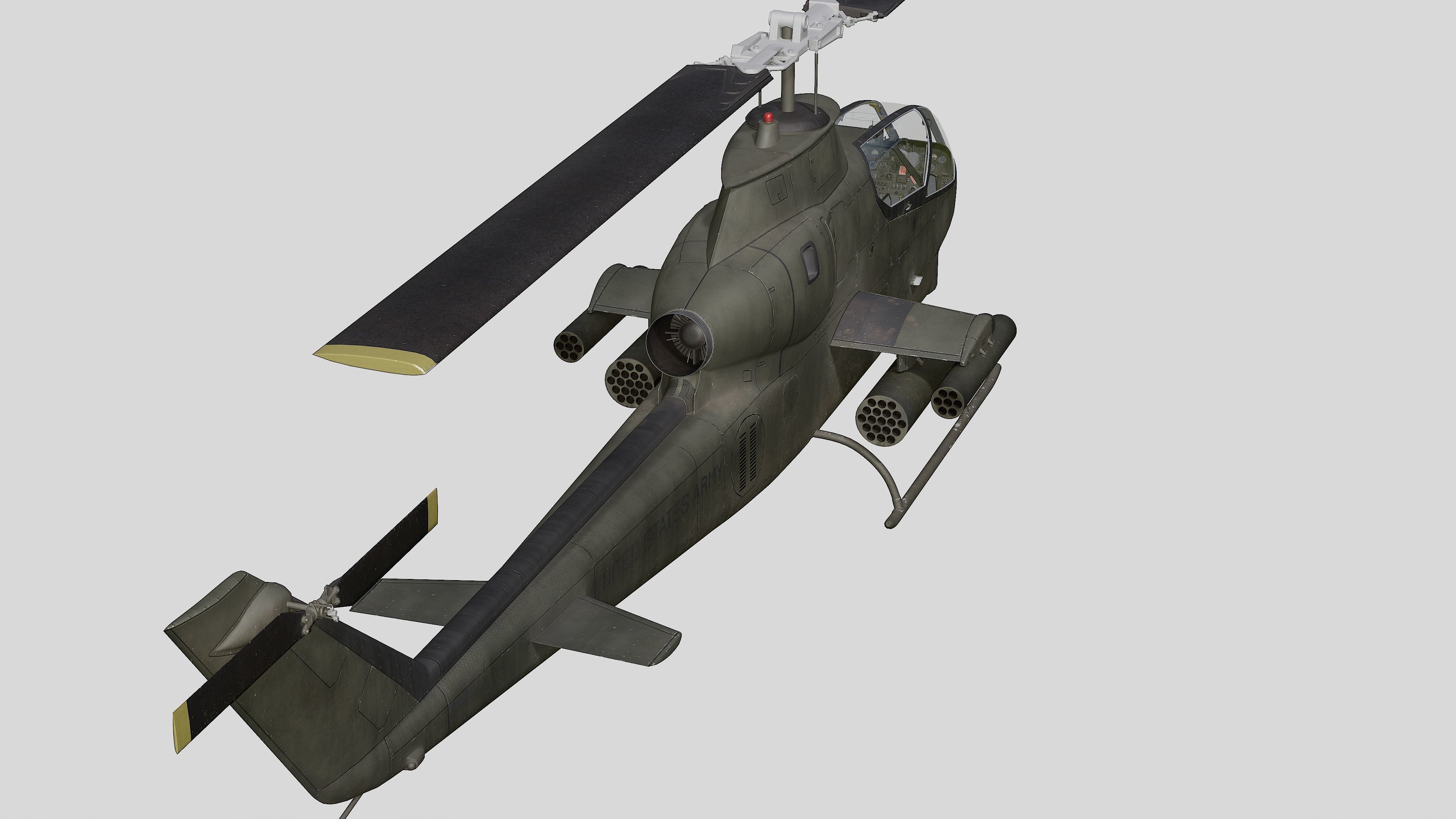 AH-1G Cobra US Army Vietnam War Helicopter Game Ready PBR 136K Low-poly 3D model_18