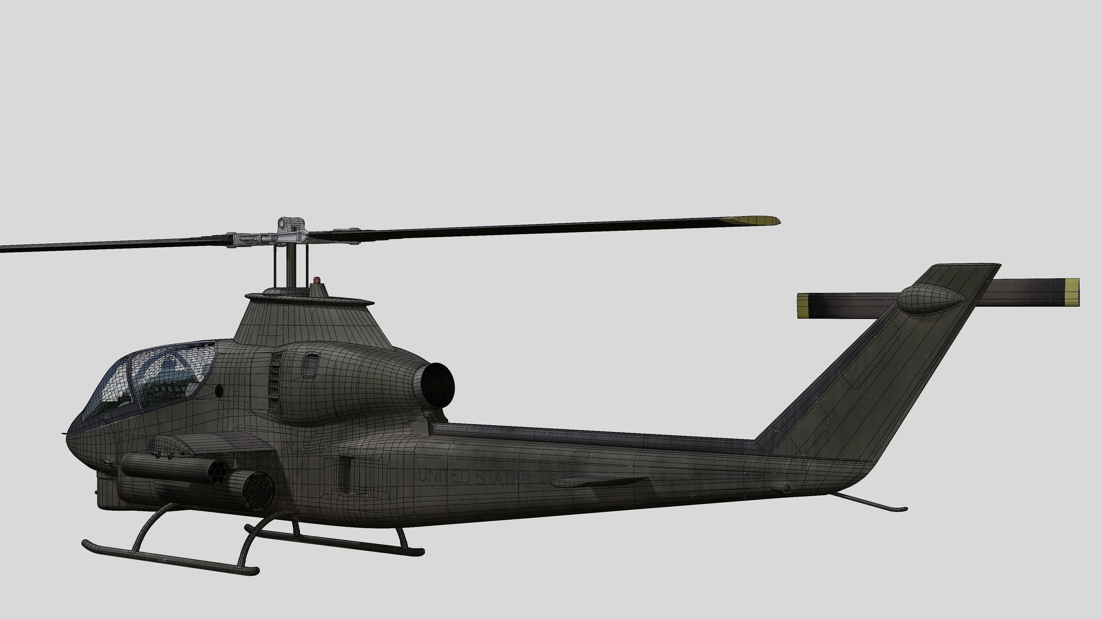 AH-1G Cobra US Army Vietnam War Helicopter Game Ready PBR 136K Low-poly 3D model_35