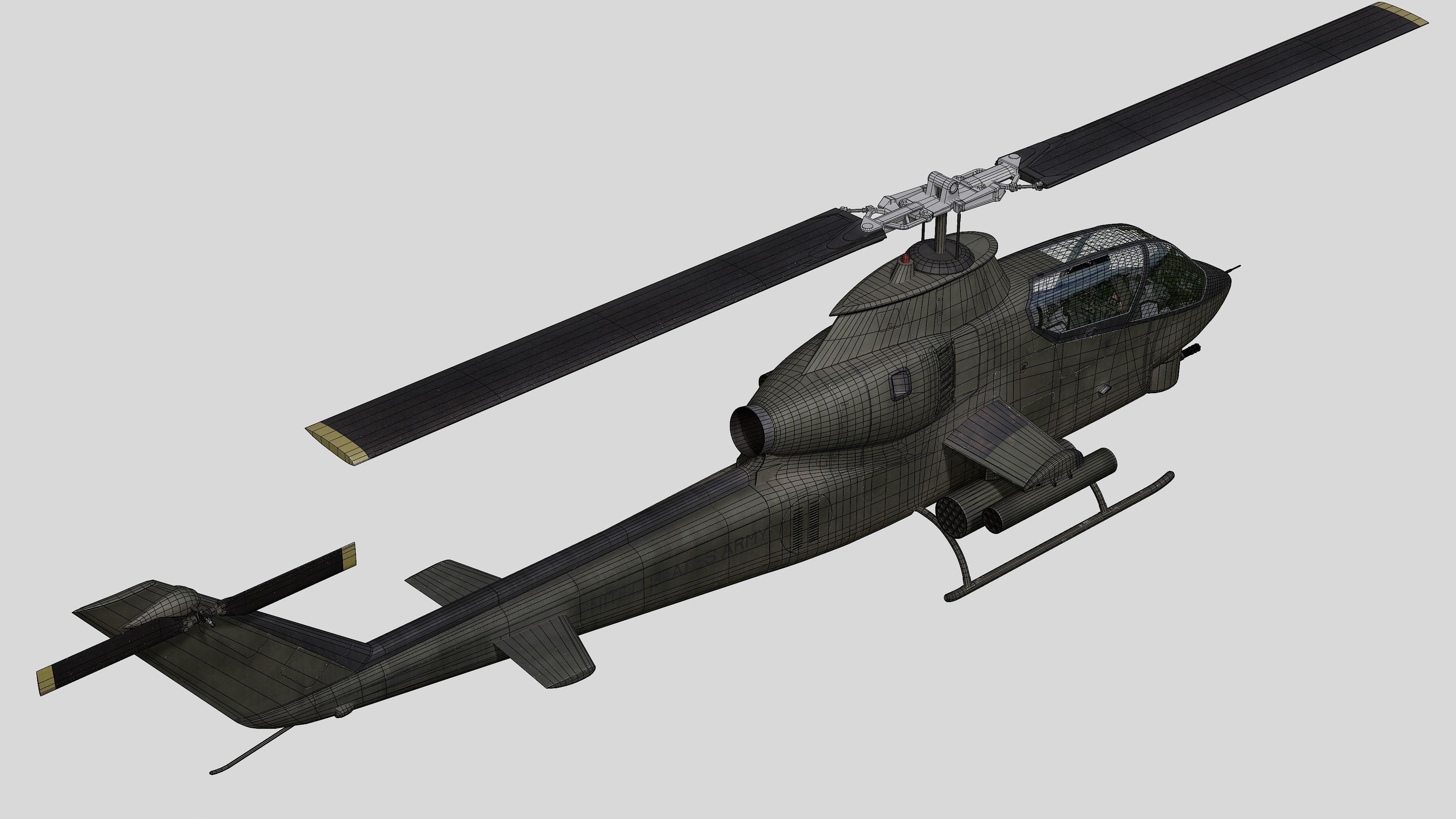 AH-1G Cobra US Army Vietnam War Helicopter Game Ready PBR 136K Low-poly 3D model_47