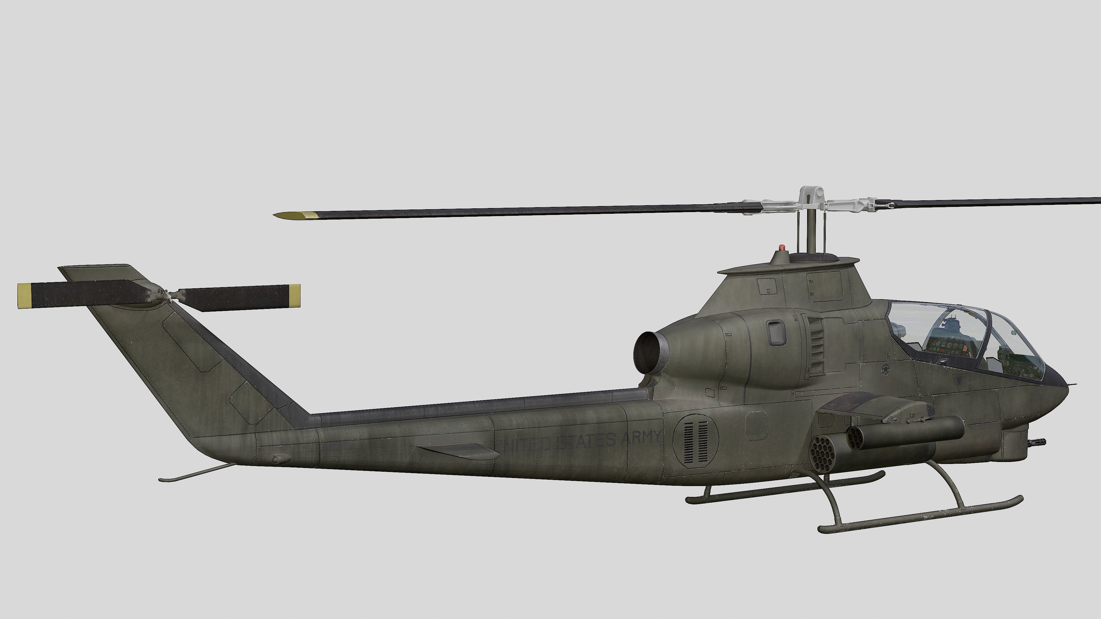 AH-1G Cobra US Army Vietnam War Helicopter Game Ready PBR 136K Low-poly 3D model_4