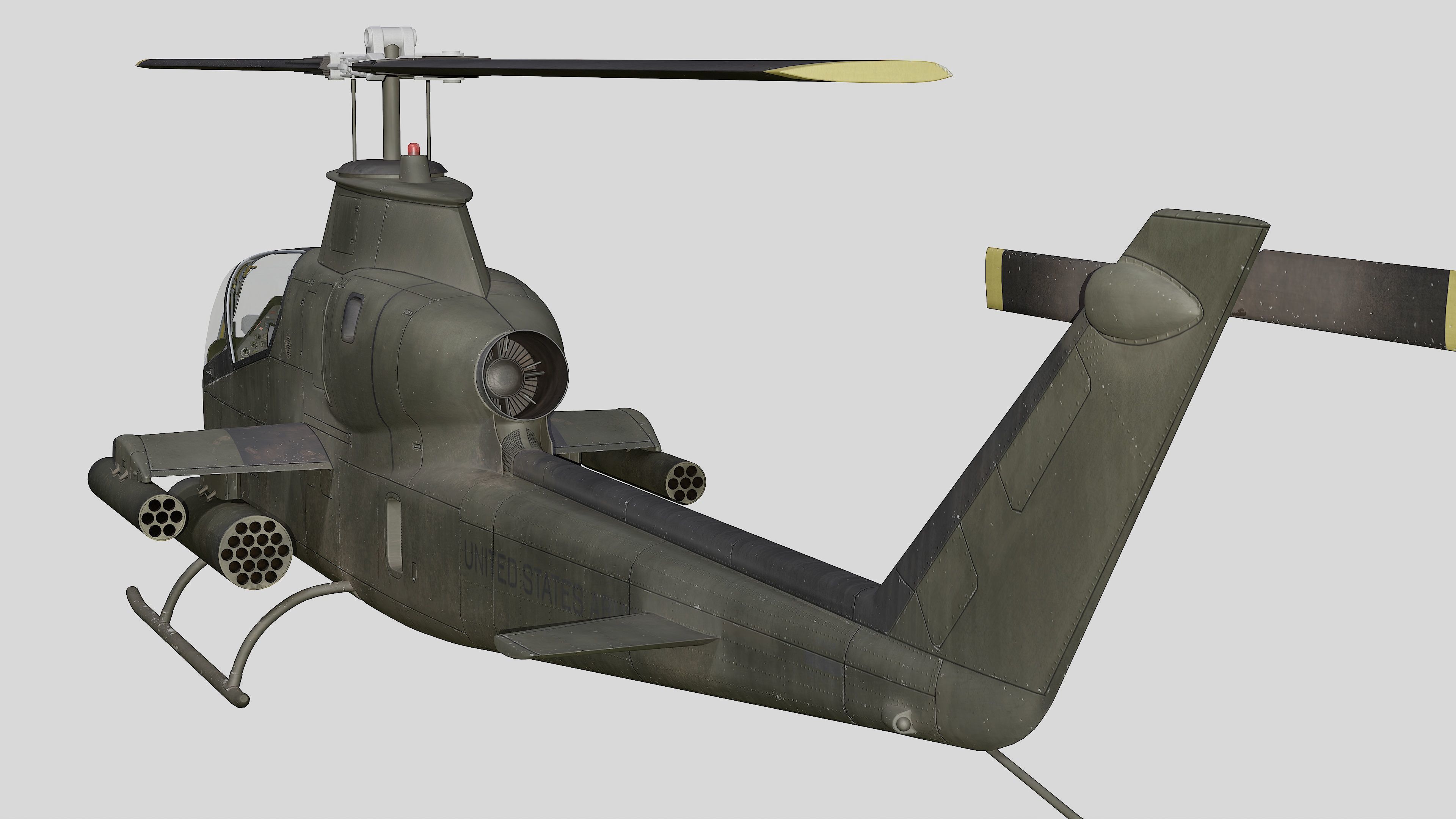 AH-1G Cobra US Army Vietnam War Helicopter Game Ready PBR 136K Low-poly 3D model_8