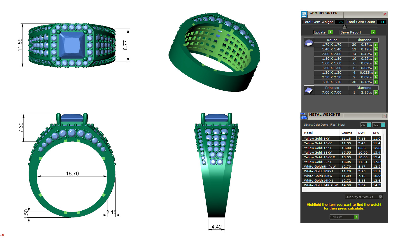 Princess Pointer With Round Bold Look Ring 3D print model_3