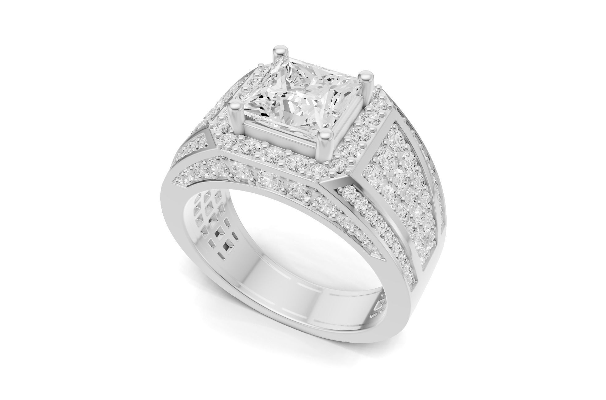 Princess Pointer With Round Bold Look Ring 3D print model_2