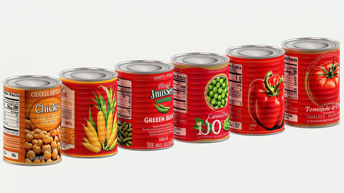 Canned Foods Pack Low-poly 3D model