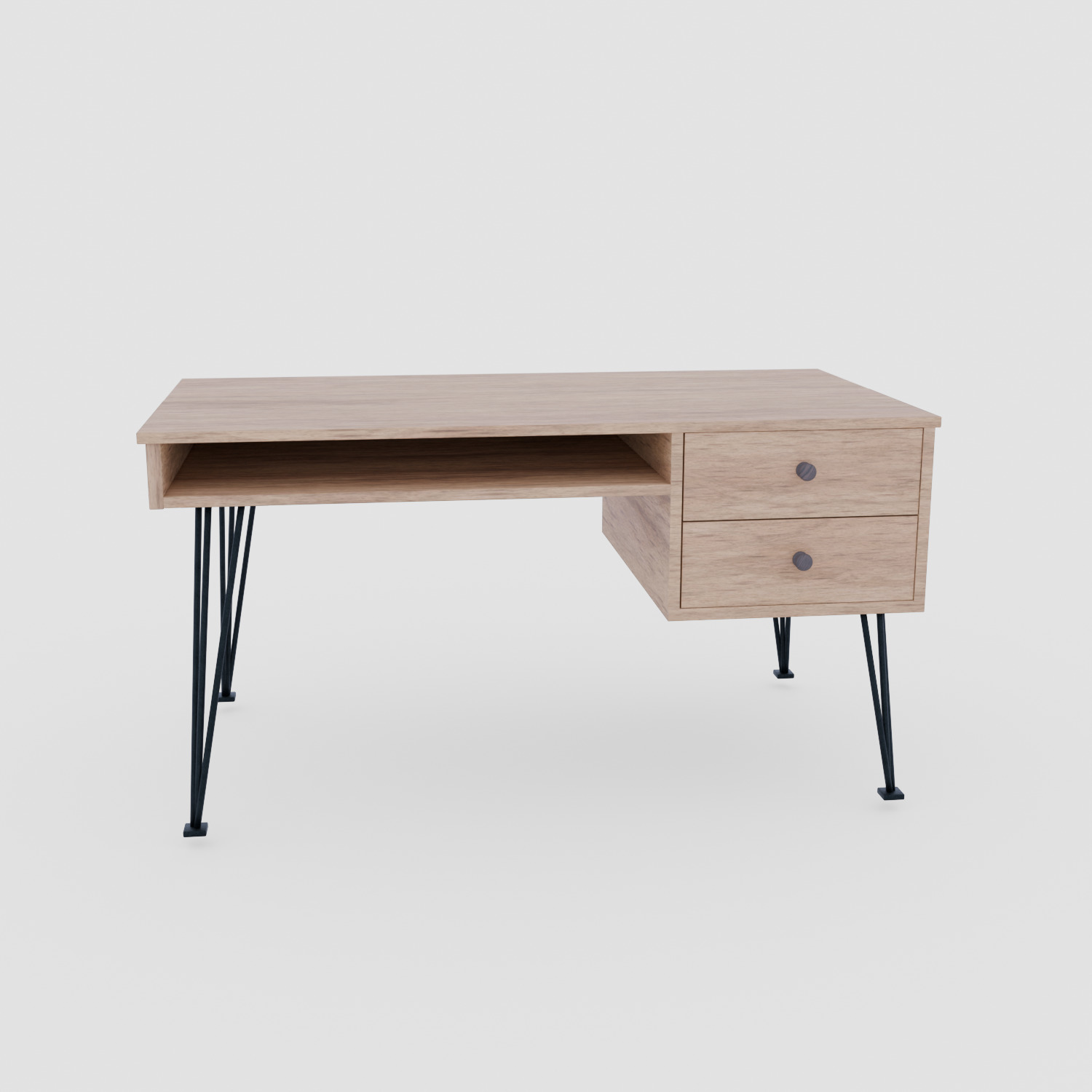 Modern Wooden Office Desk 3D model_1