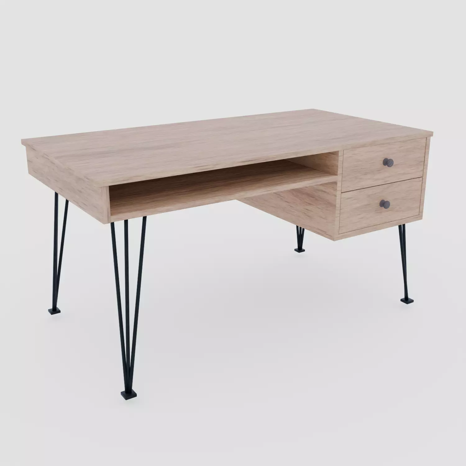Modern Wooden Office Desk 3D model_0