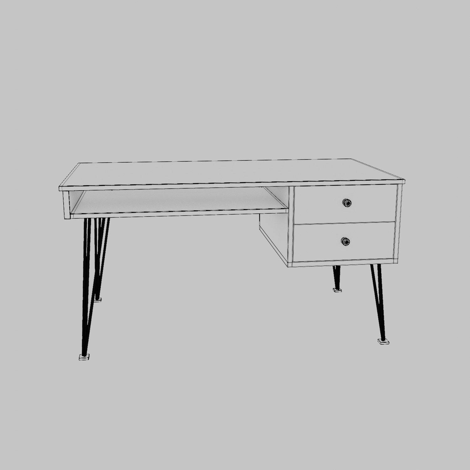 Modern Wooden Office Desk 3D model_4