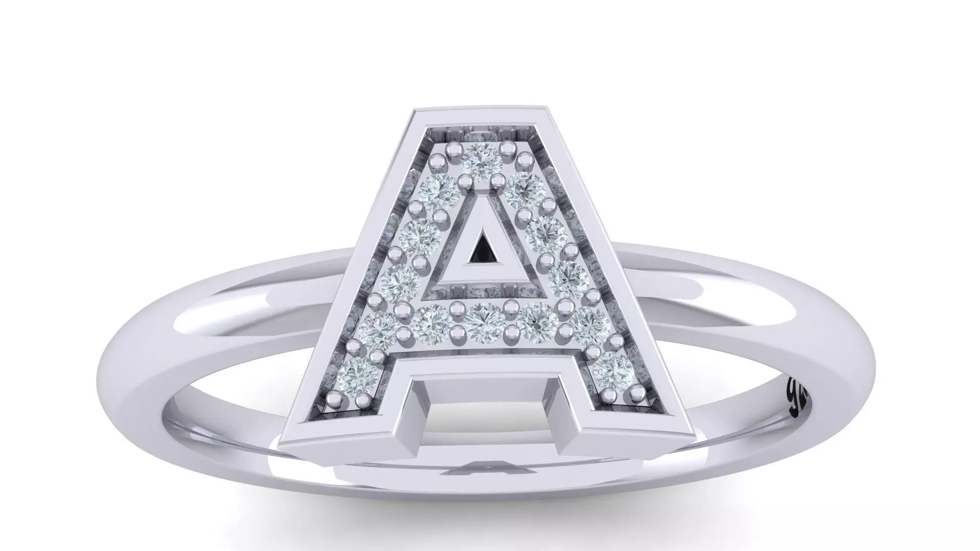 Alphabet ring letter A 3D print model_0