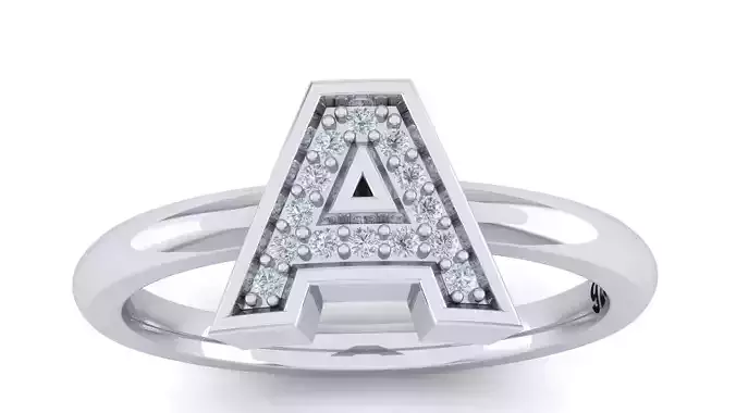 Alphabet ring letter A 3D print model