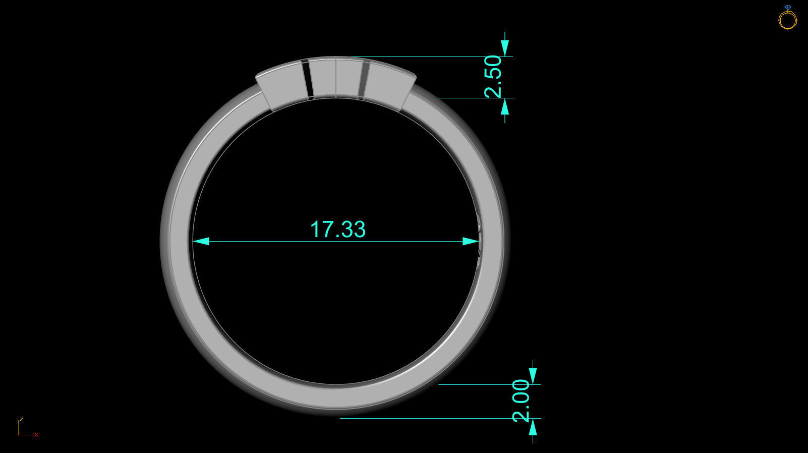 Alphabet ring letter A 3D print model_3