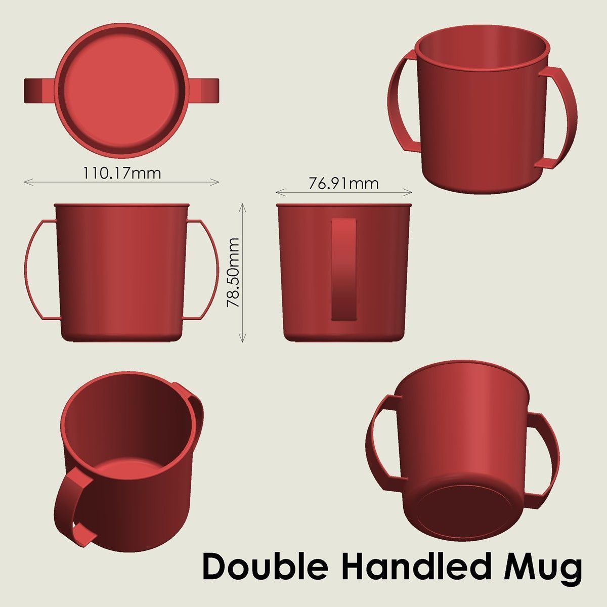 Double Handled Mug 3D print model_3