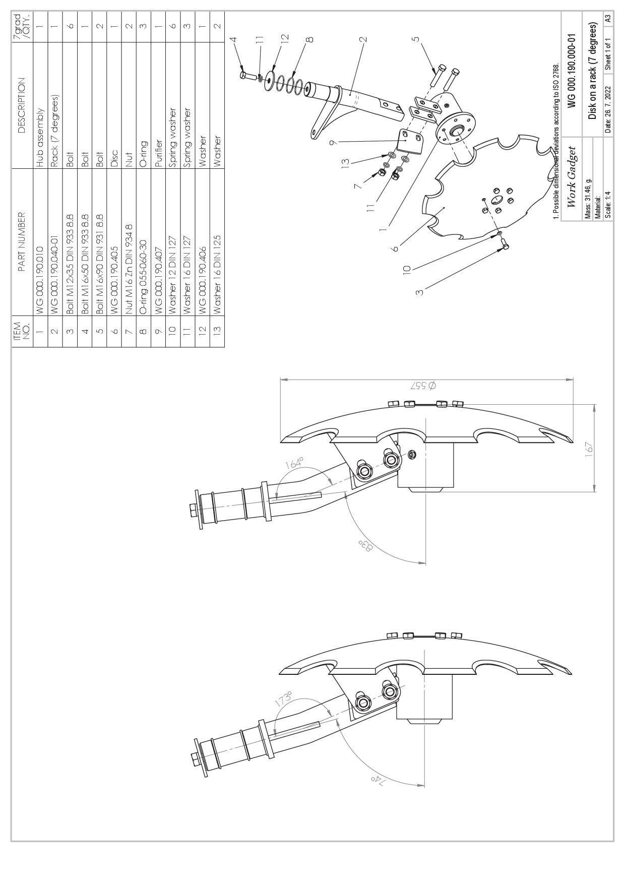 WG 000 - Disc harrow with rack Low-poly 3D model_4