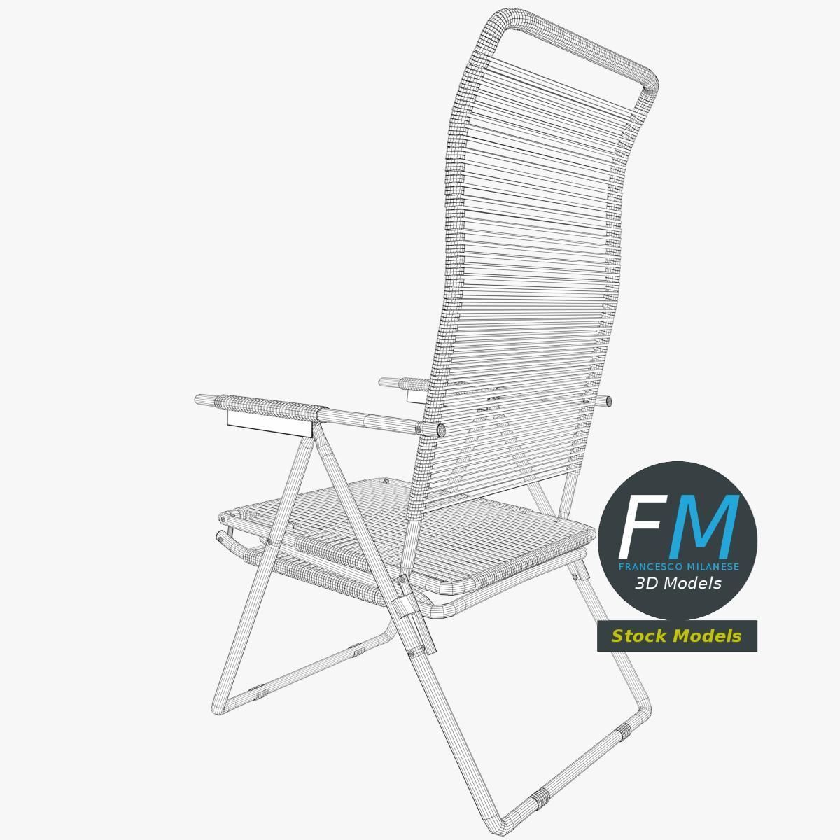 Reclining chair with bungee cords 3D model_8