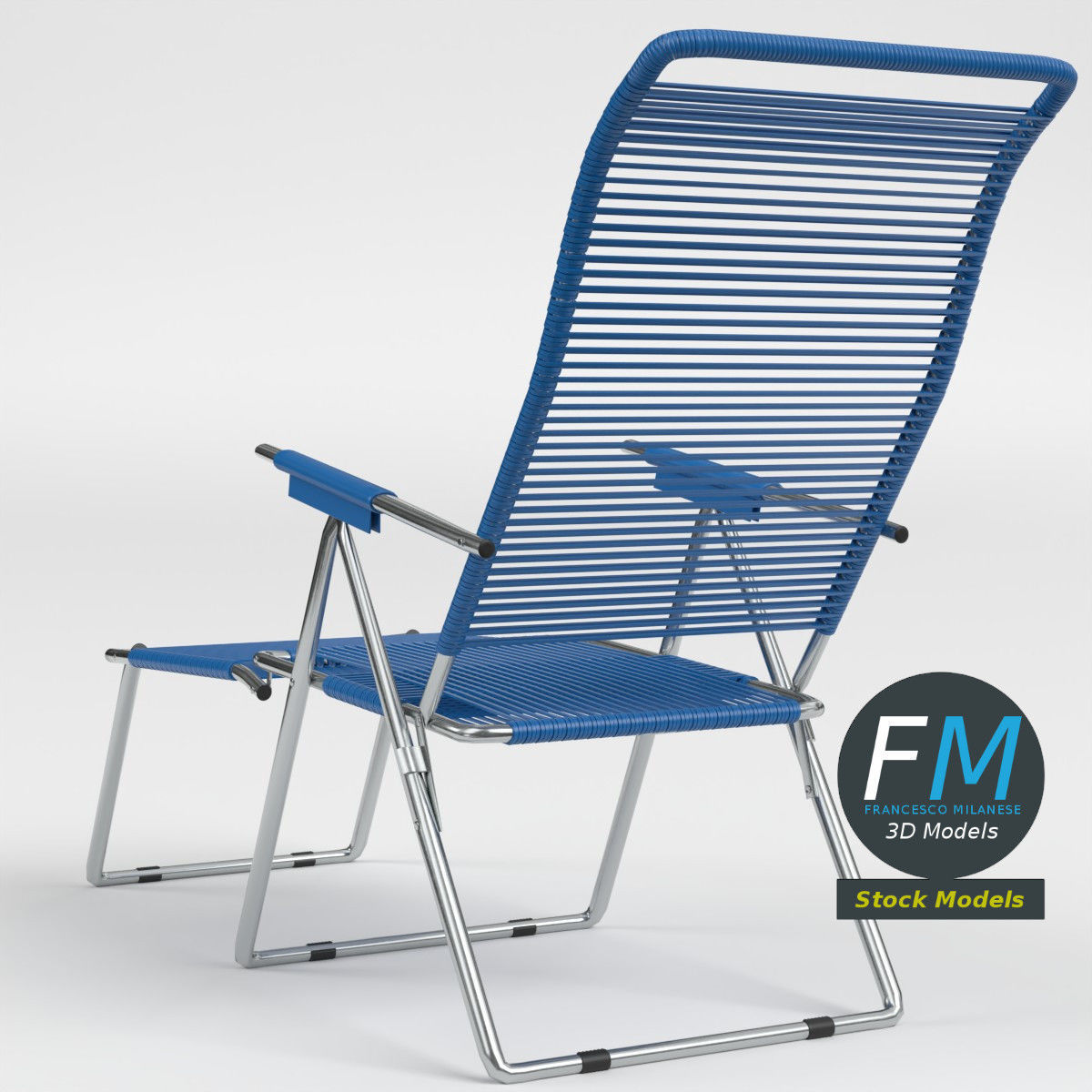 Reclining chair with bungee cords 3D model_4