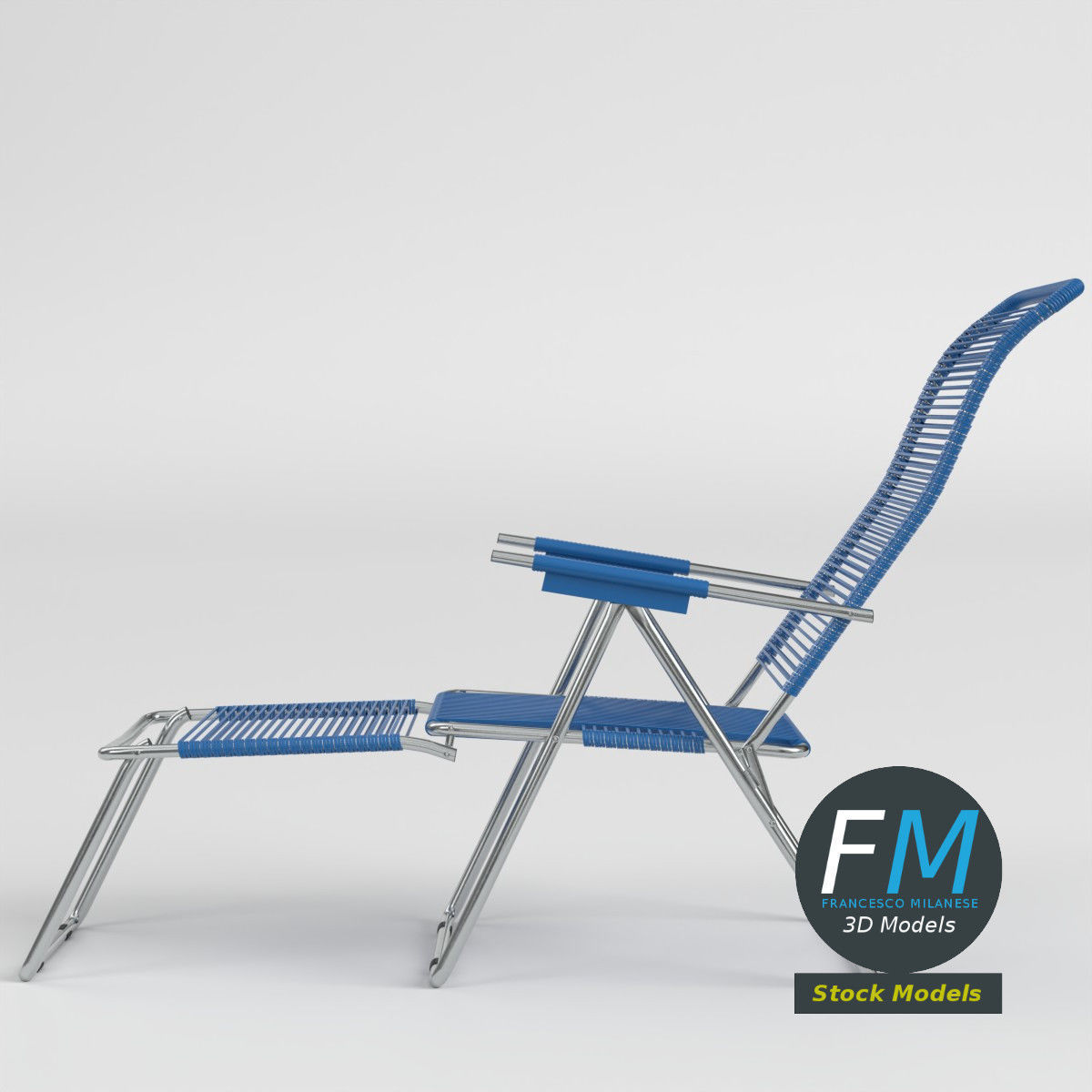 Reclining chair with bungee cords 3D model_3